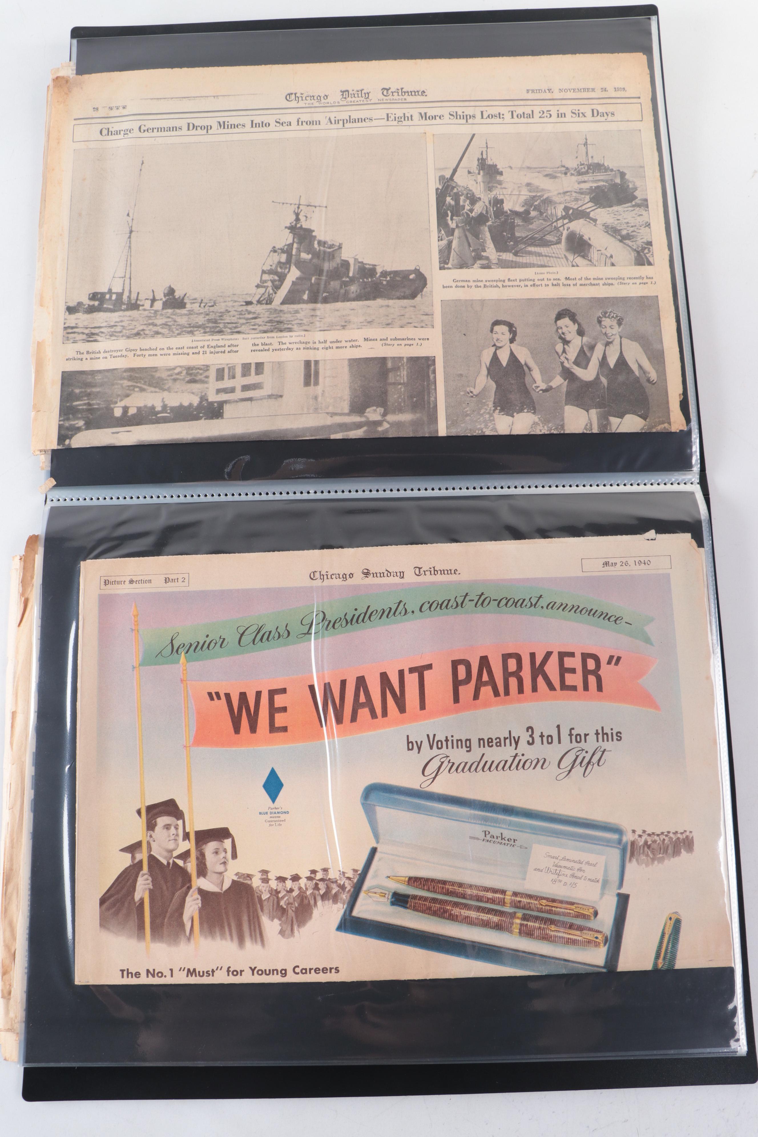 "Chicago Daily Tribune" and Other Newspapers Covering World War II and More