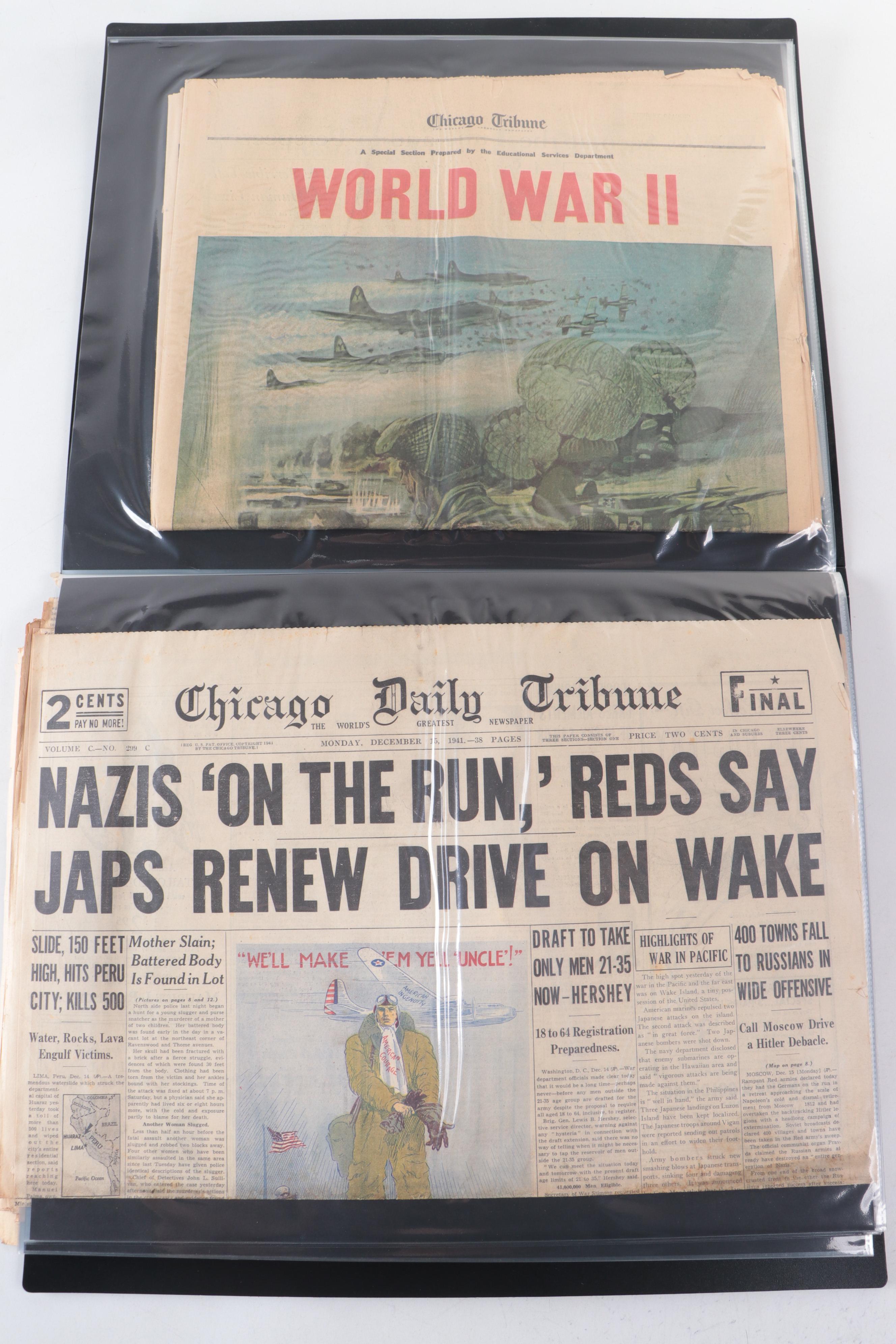 "Chicago Daily Tribune" and Other Newspapers Covering World War II and More