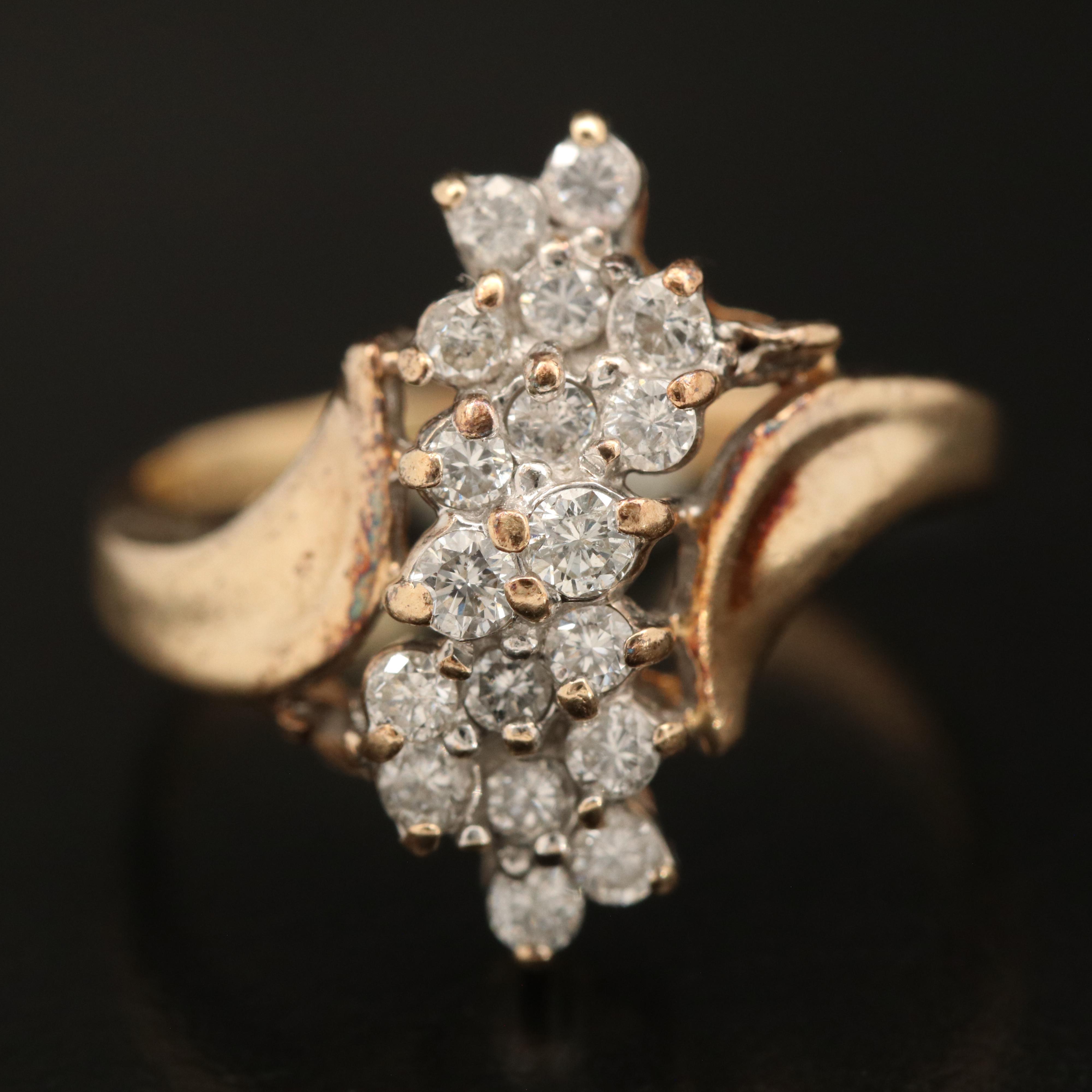 14K Diamond Cluster Ring