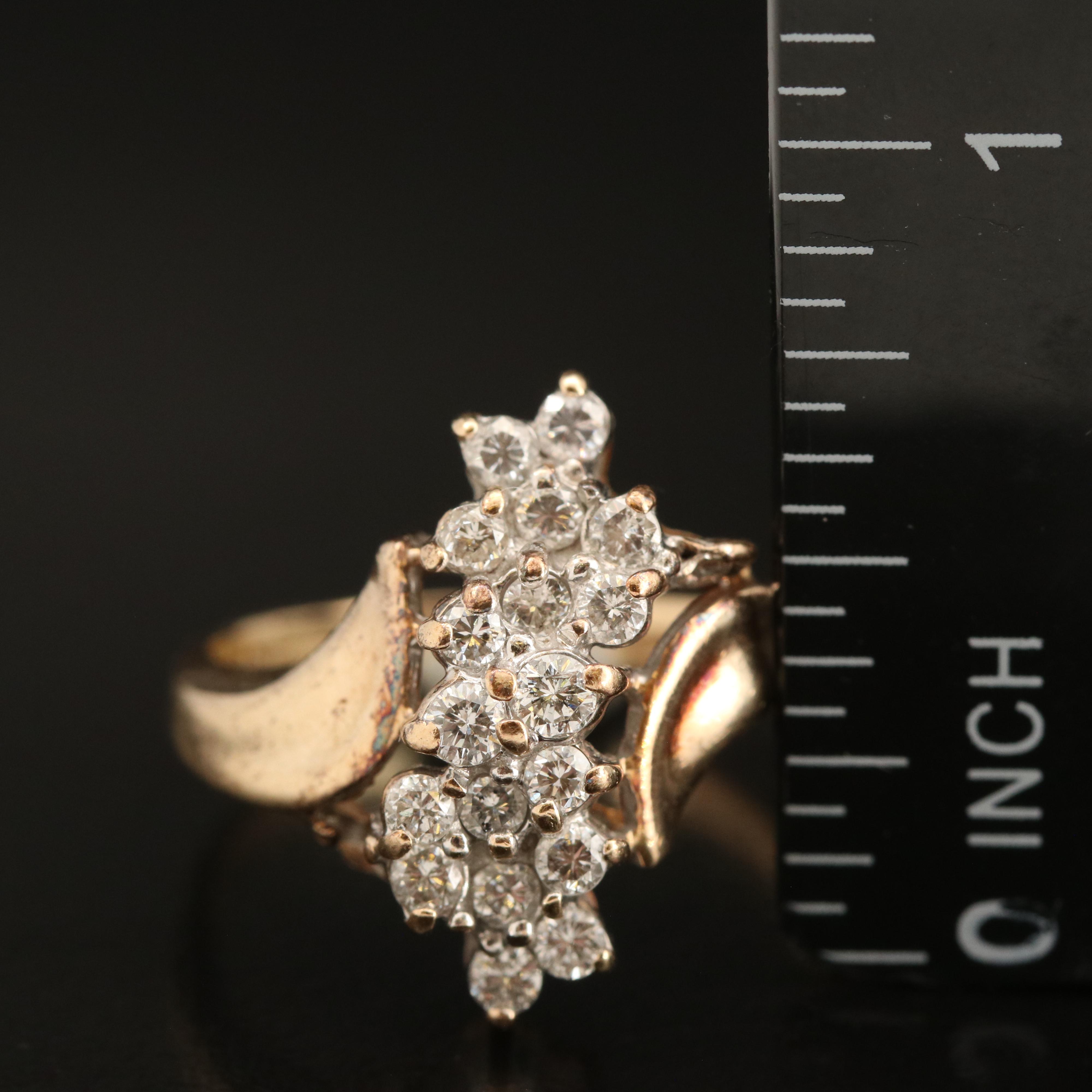 14K Diamond Cluster Ring