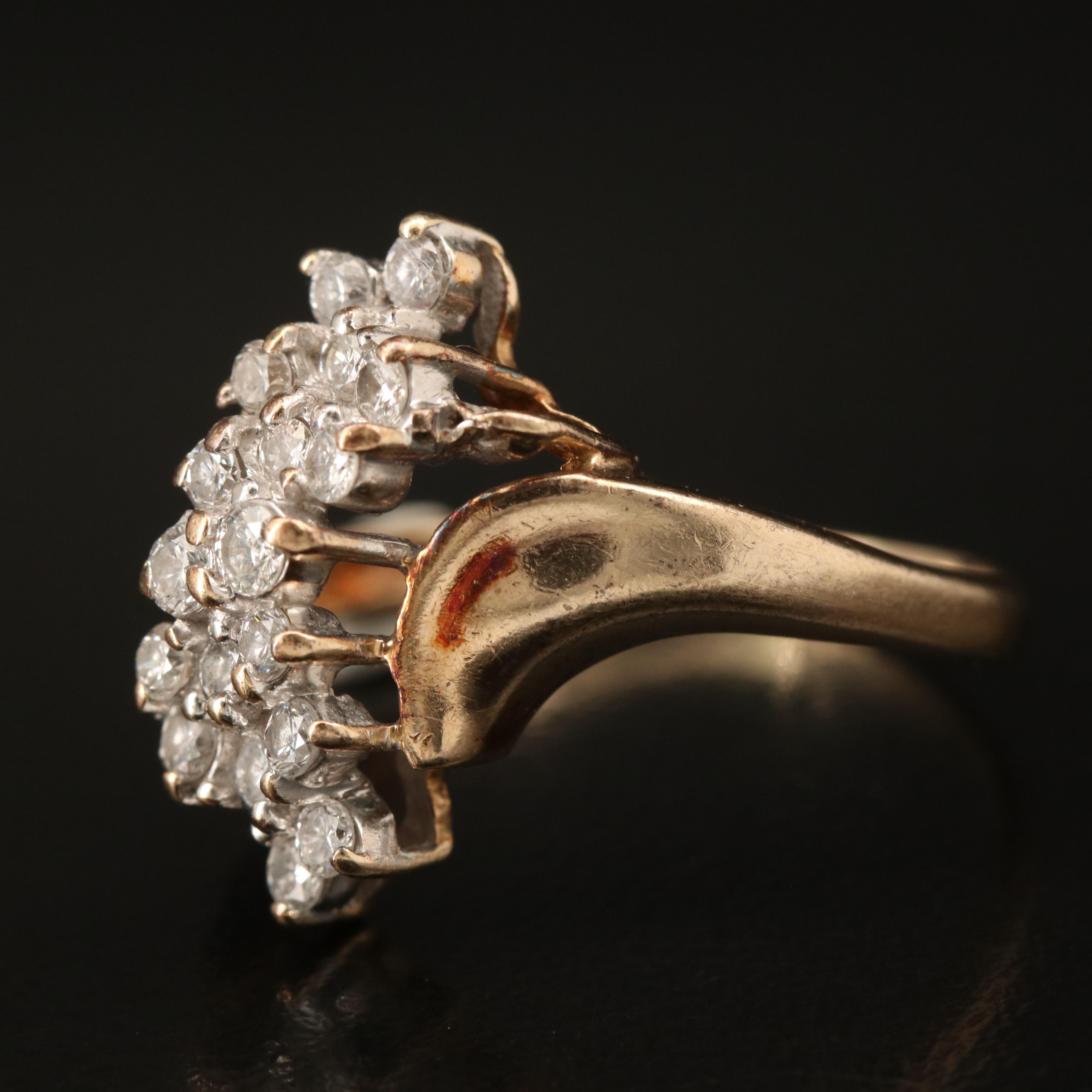 14K Diamond Cluster Ring