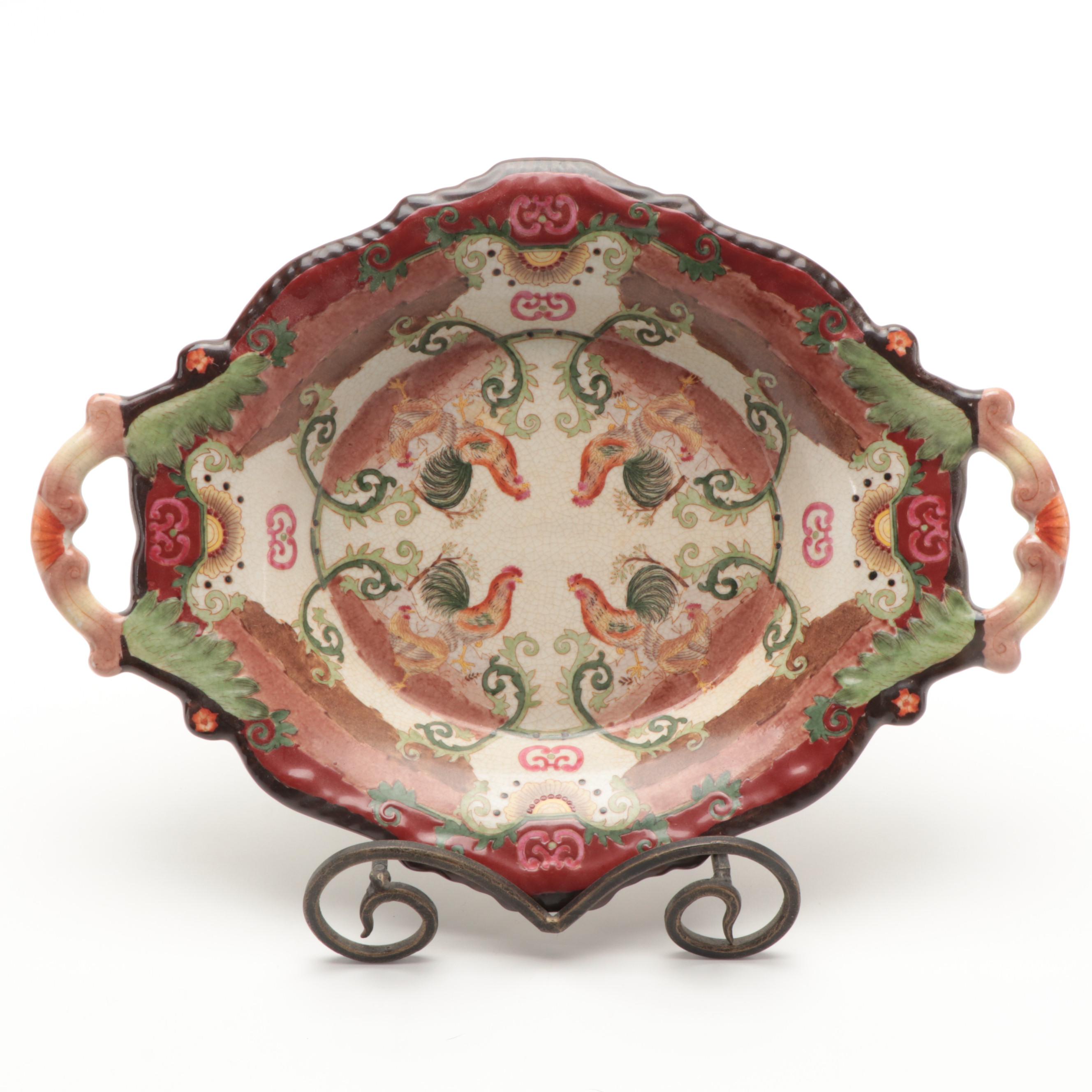 Craquelure Finish Decorative Tray with Louisville Pottery Stoneware Casserole