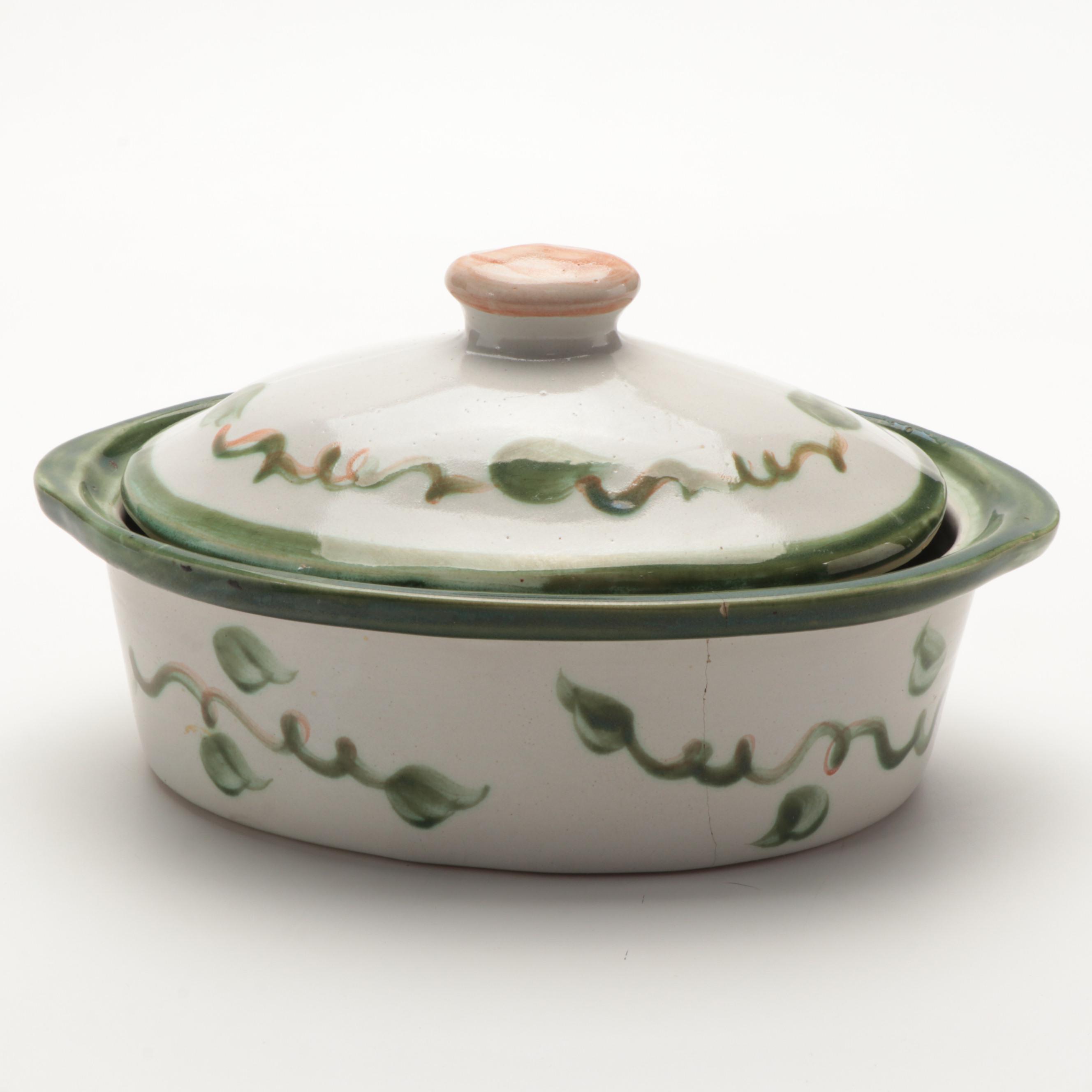 Craquelure Finish Decorative Tray with Louisville Pottery Stoneware Casserole