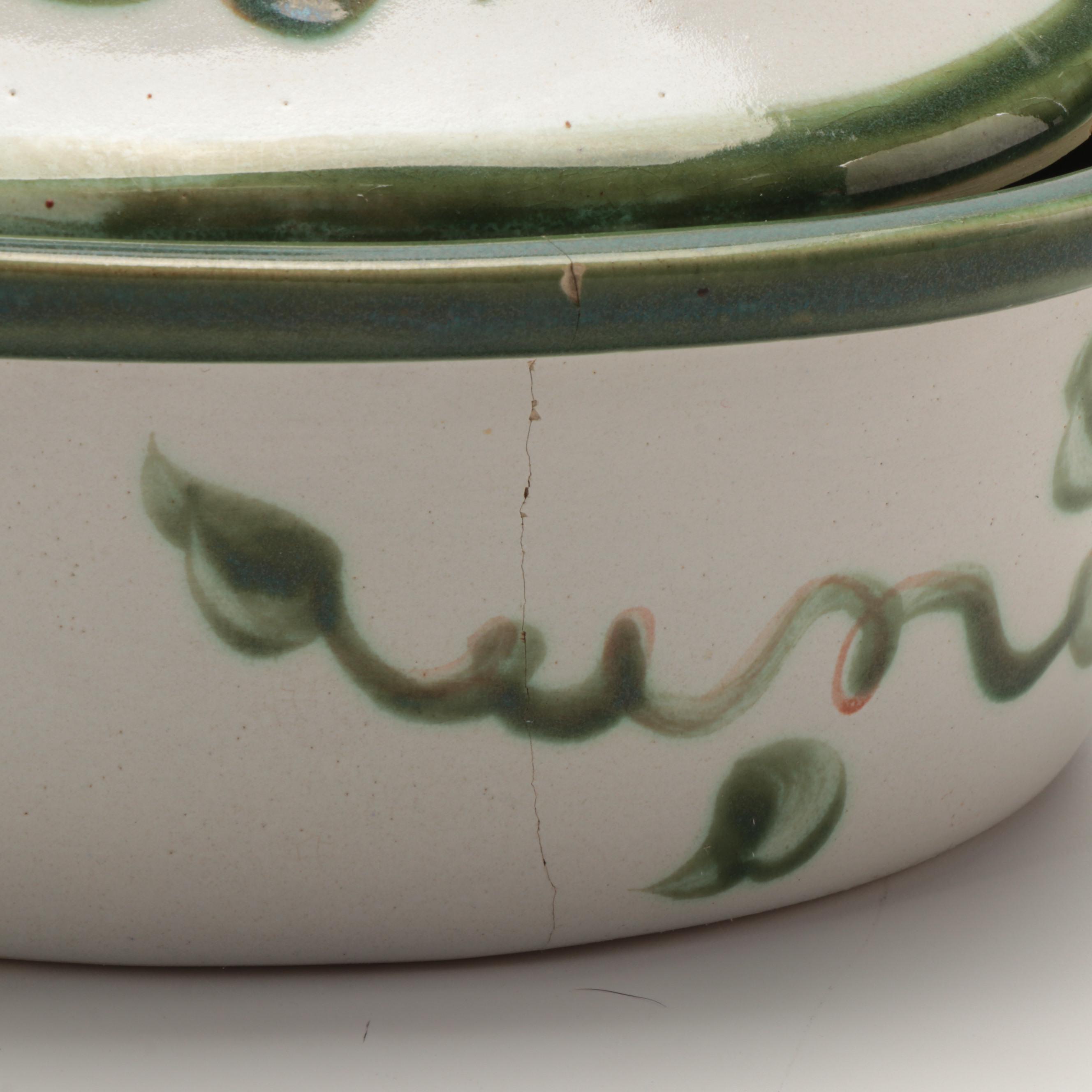 Craquelure Finish Decorative Tray with Louisville Pottery Stoneware Casserole