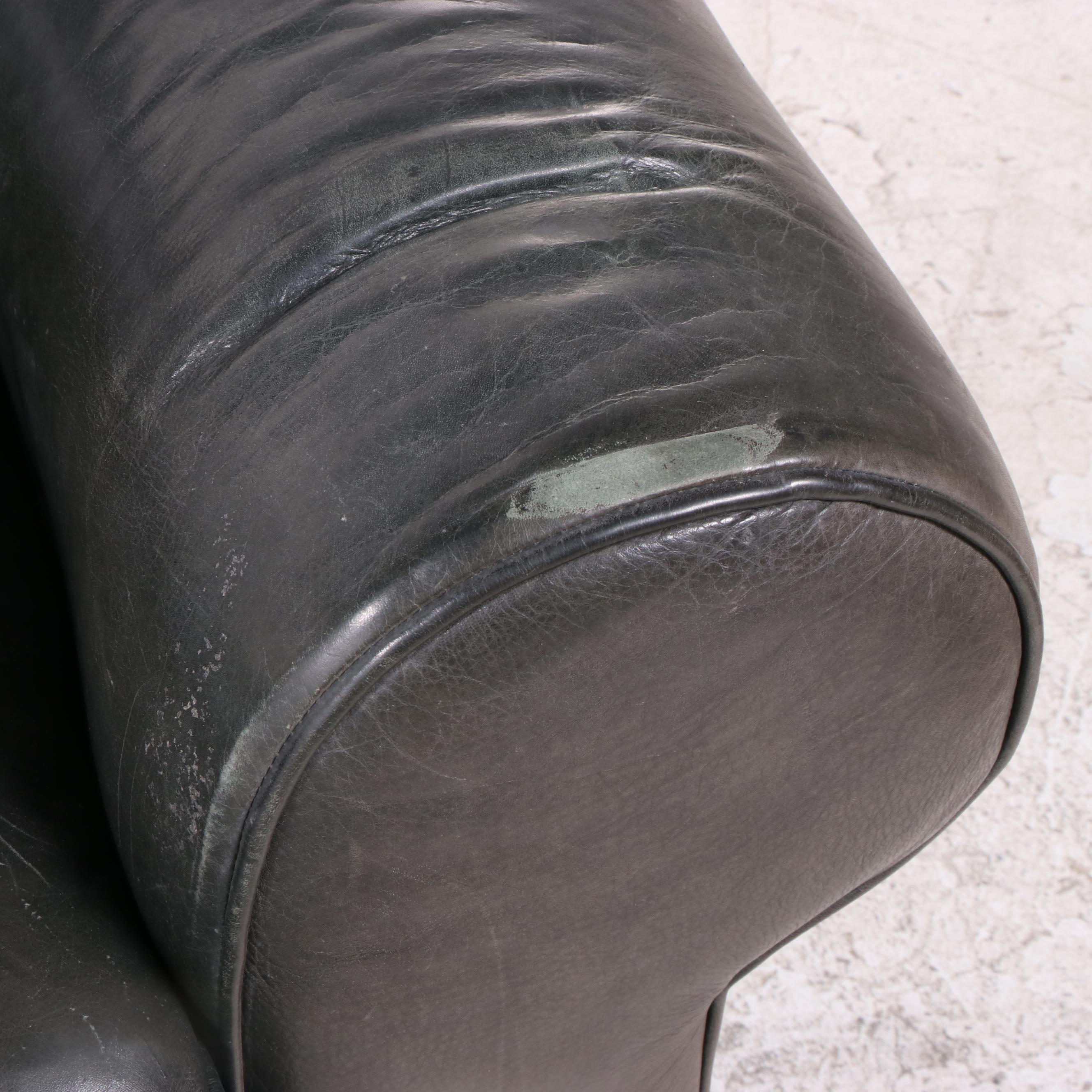 Cibola International Leather Lounge Chair and Ottoman in Slate Green