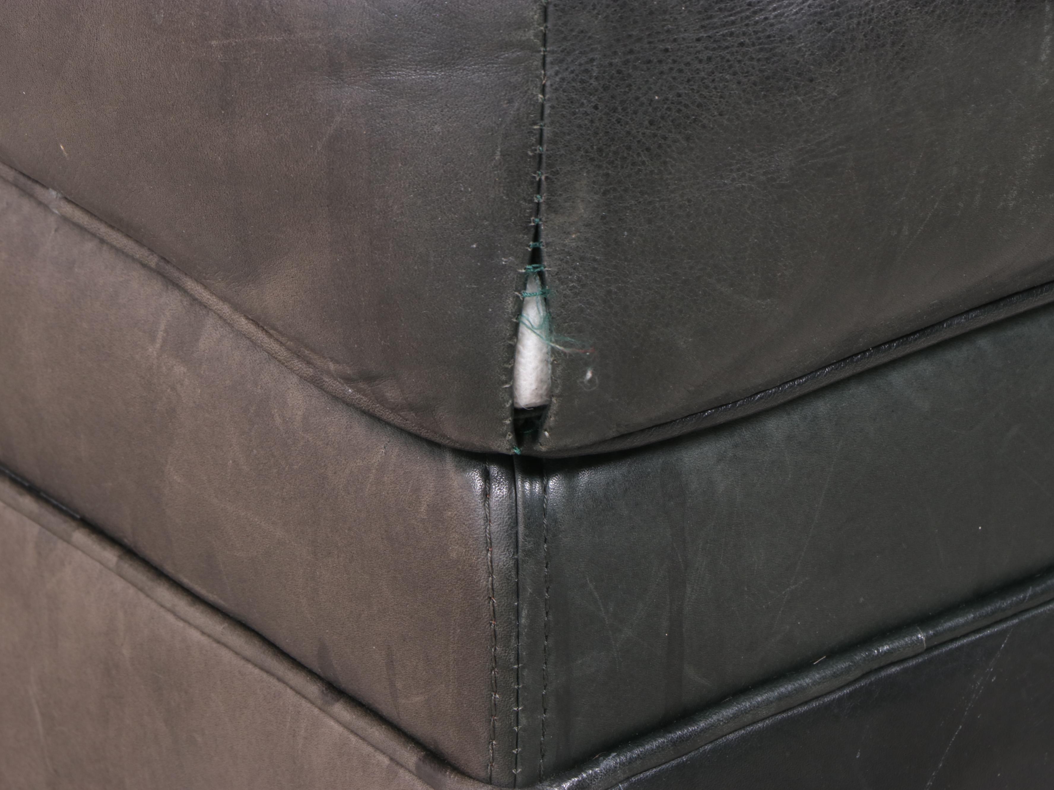 Cibola International Leather Lounge Chair and Ottoman in Slate Green