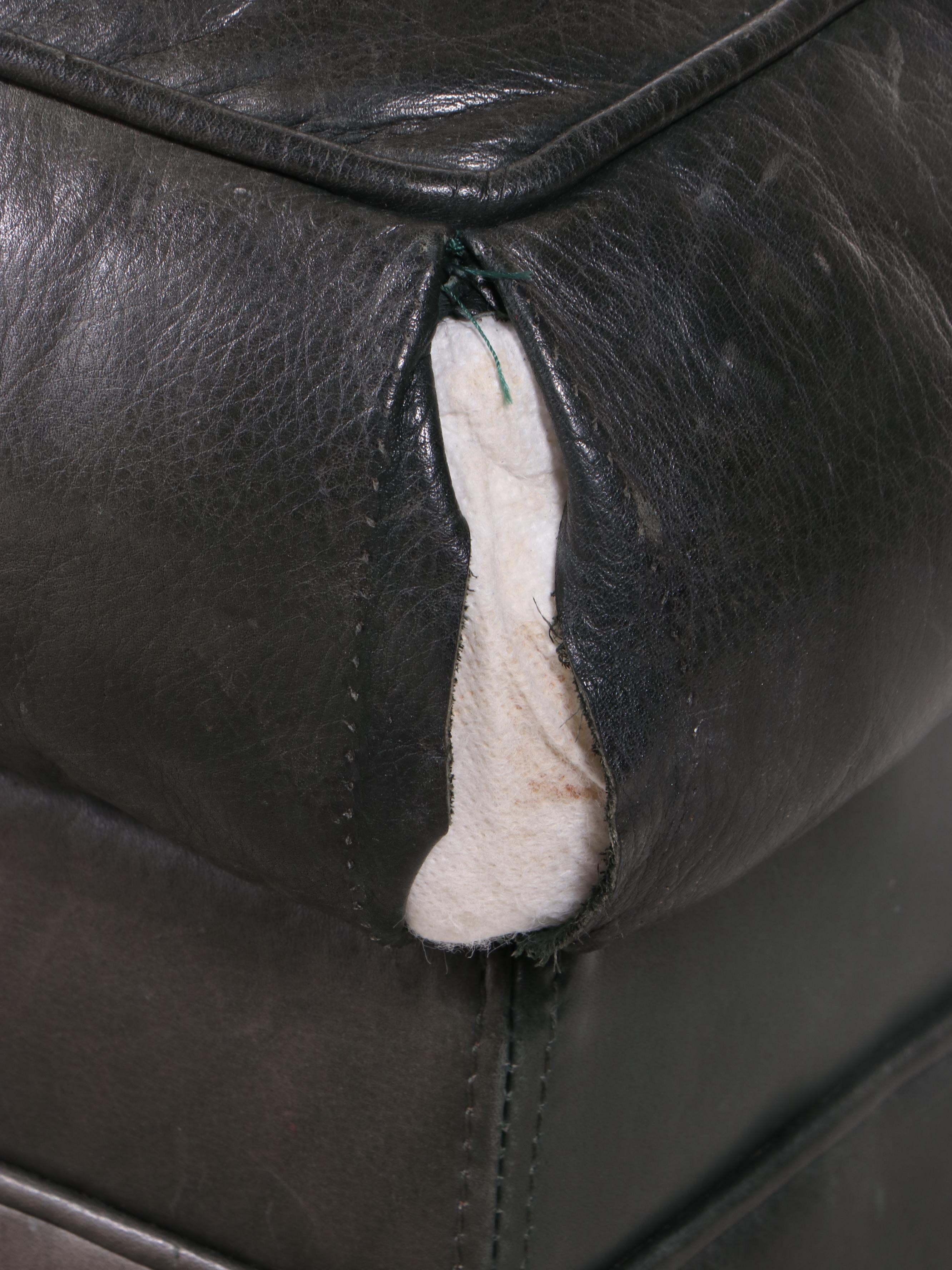 Cibola International Leather Lounge Chair and Ottoman in Slate Green