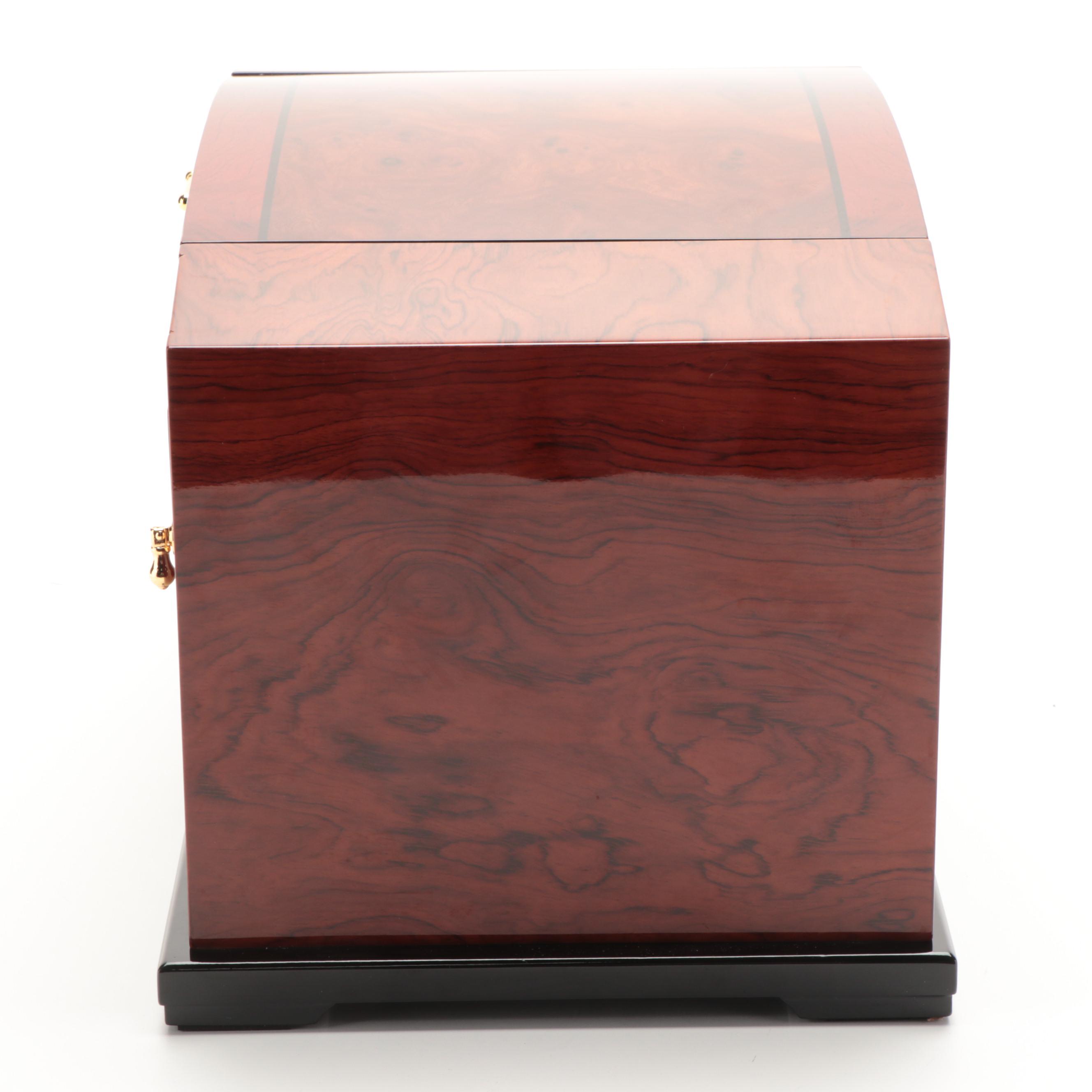 Jere High Gloss Burl Wood Jewelry Box