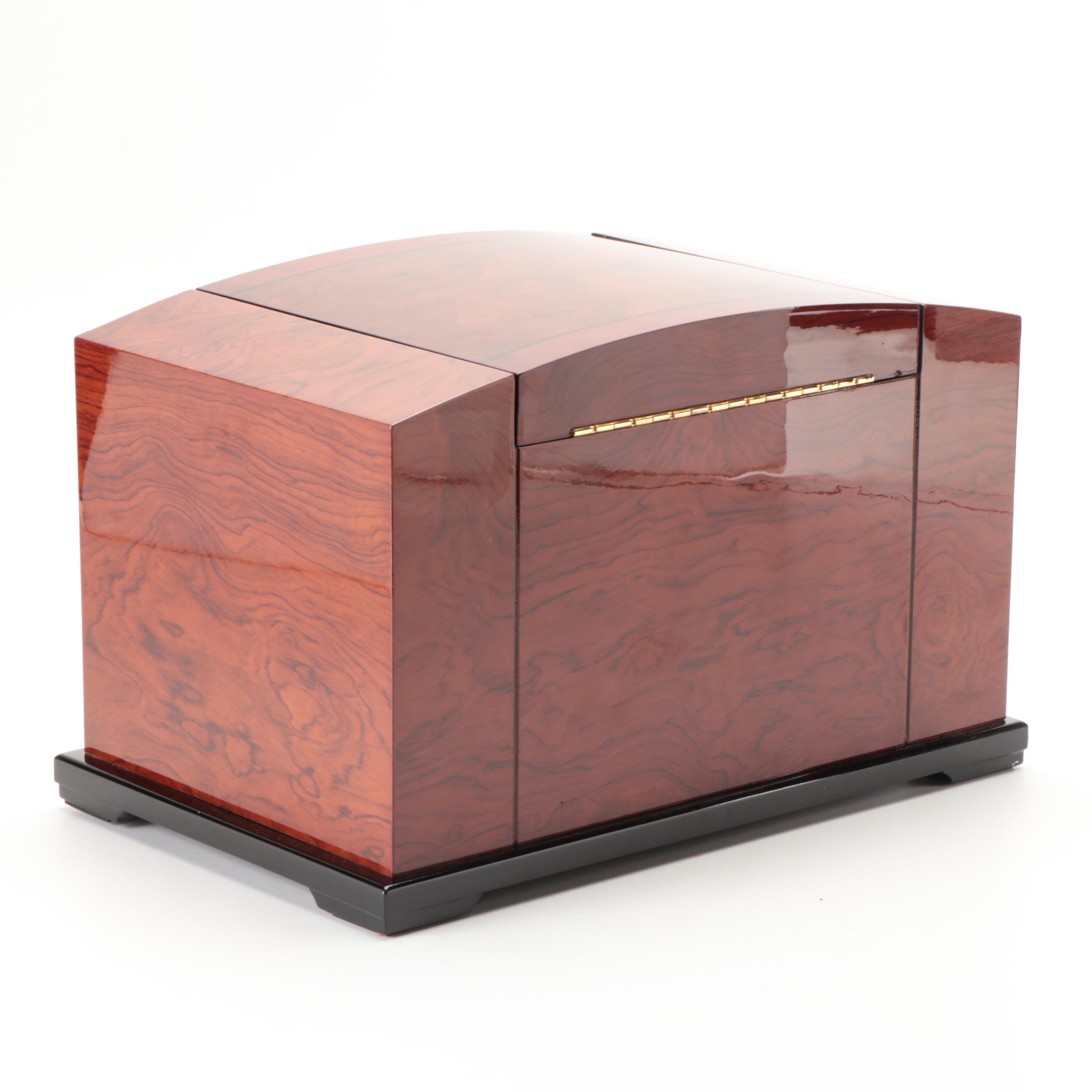 Jere High Gloss Burl Wood Jewelry Box