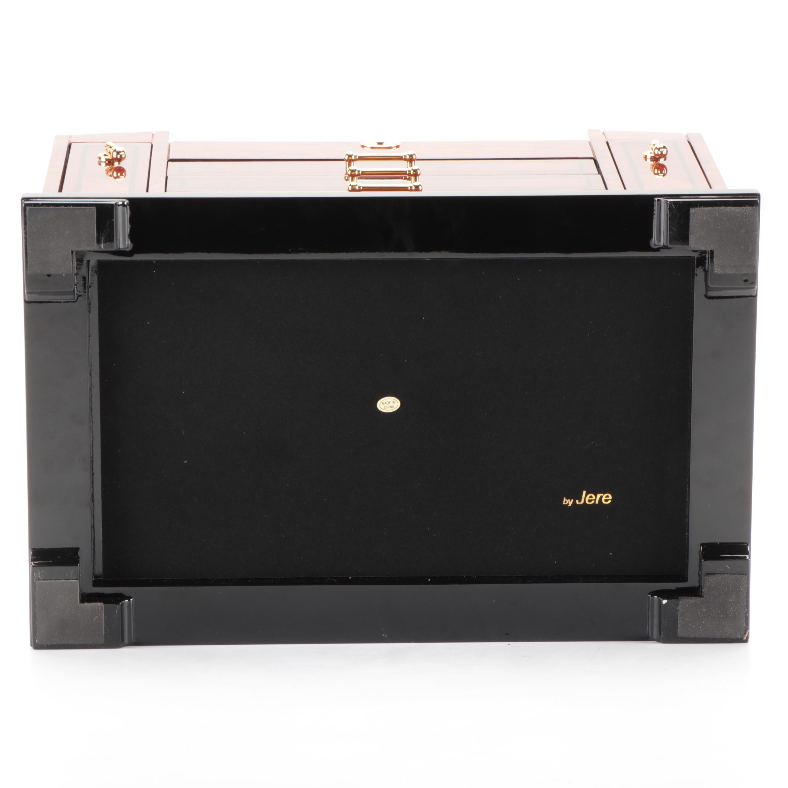 Jere High Gloss Burl Wood Jewelry Box