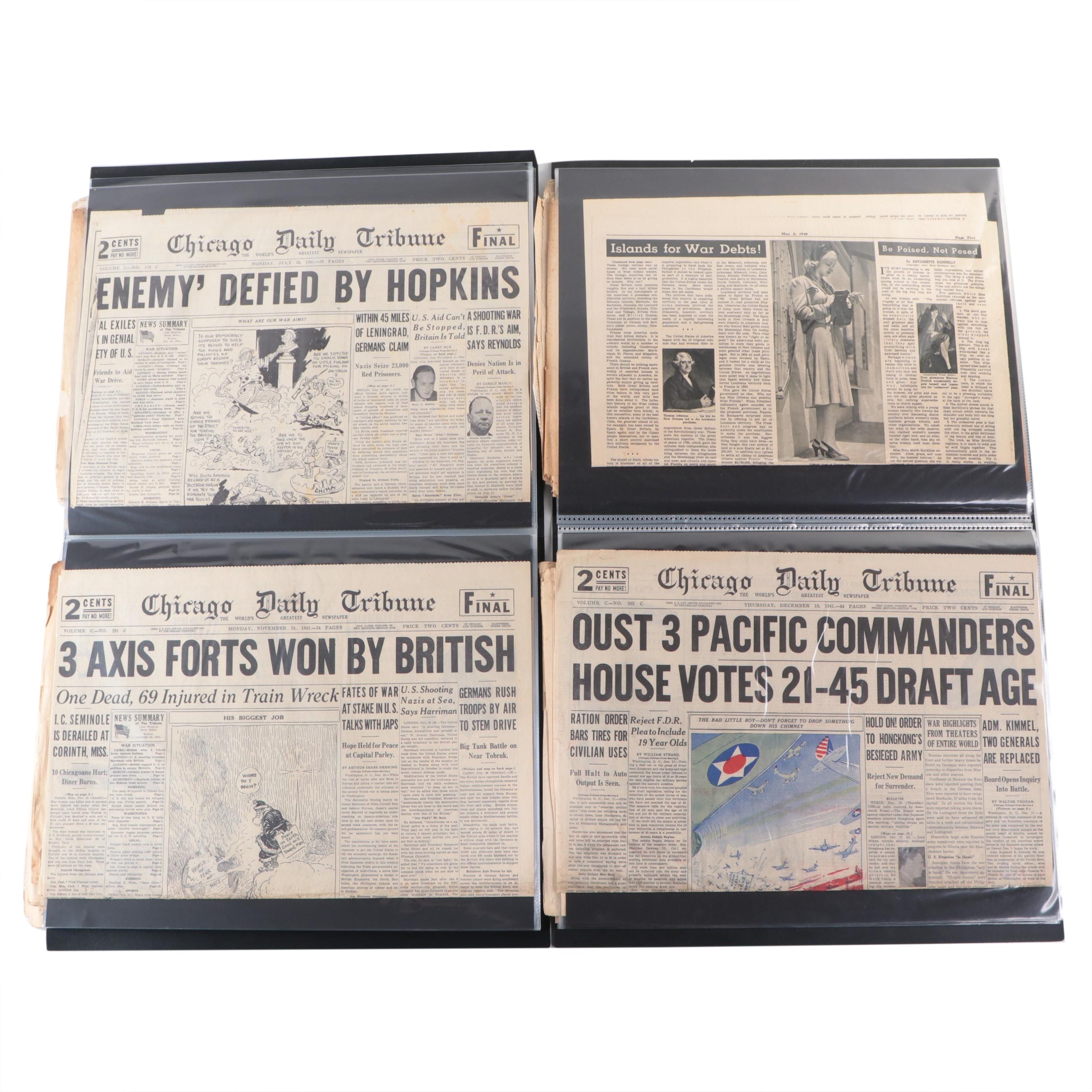 "Chicago Daily Tribune" and Other Newspapers Covering World War II and More