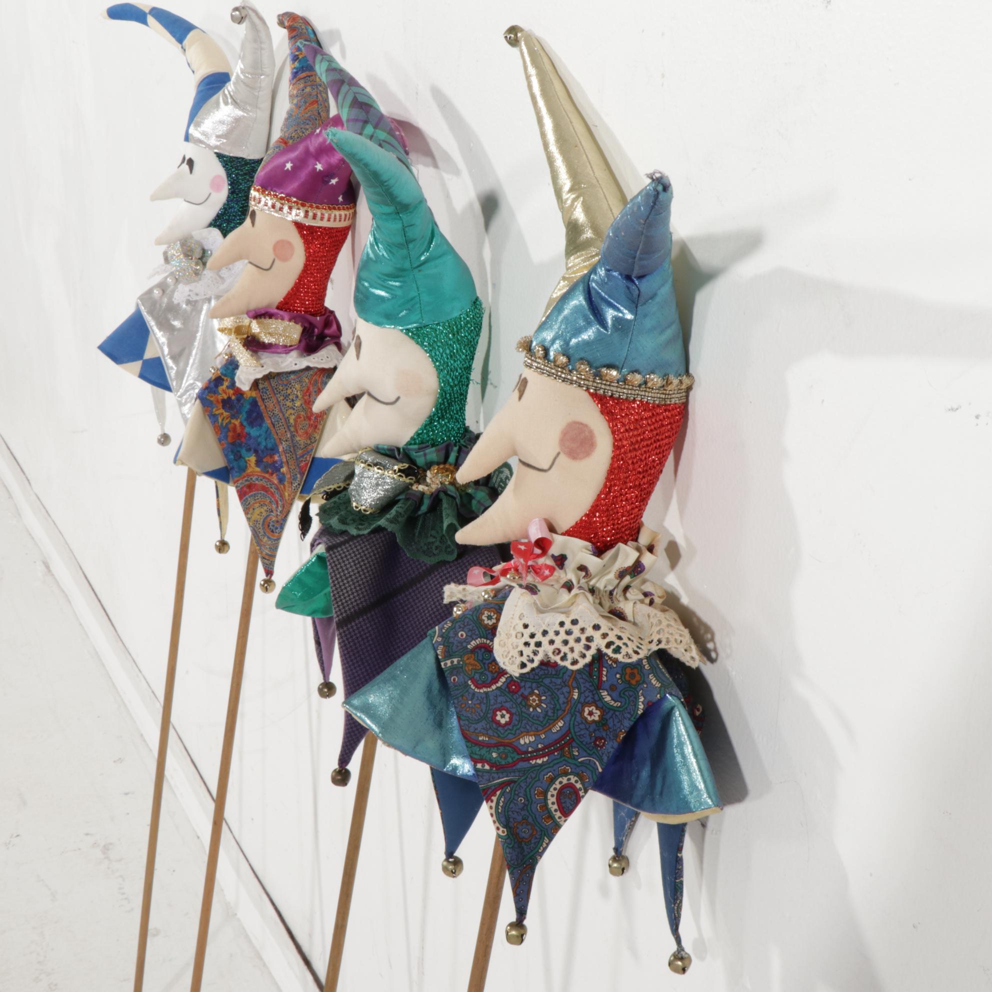 Handmade Court Jester Stick Puppets