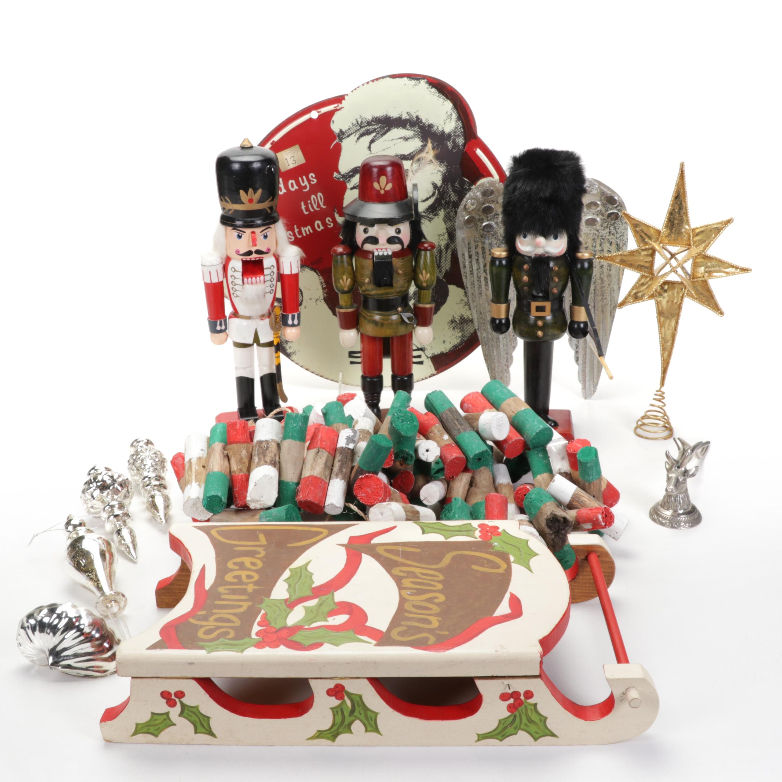 Mercury Glass Ornaments, Wooden Buoy Garland and Other Christmas Décor