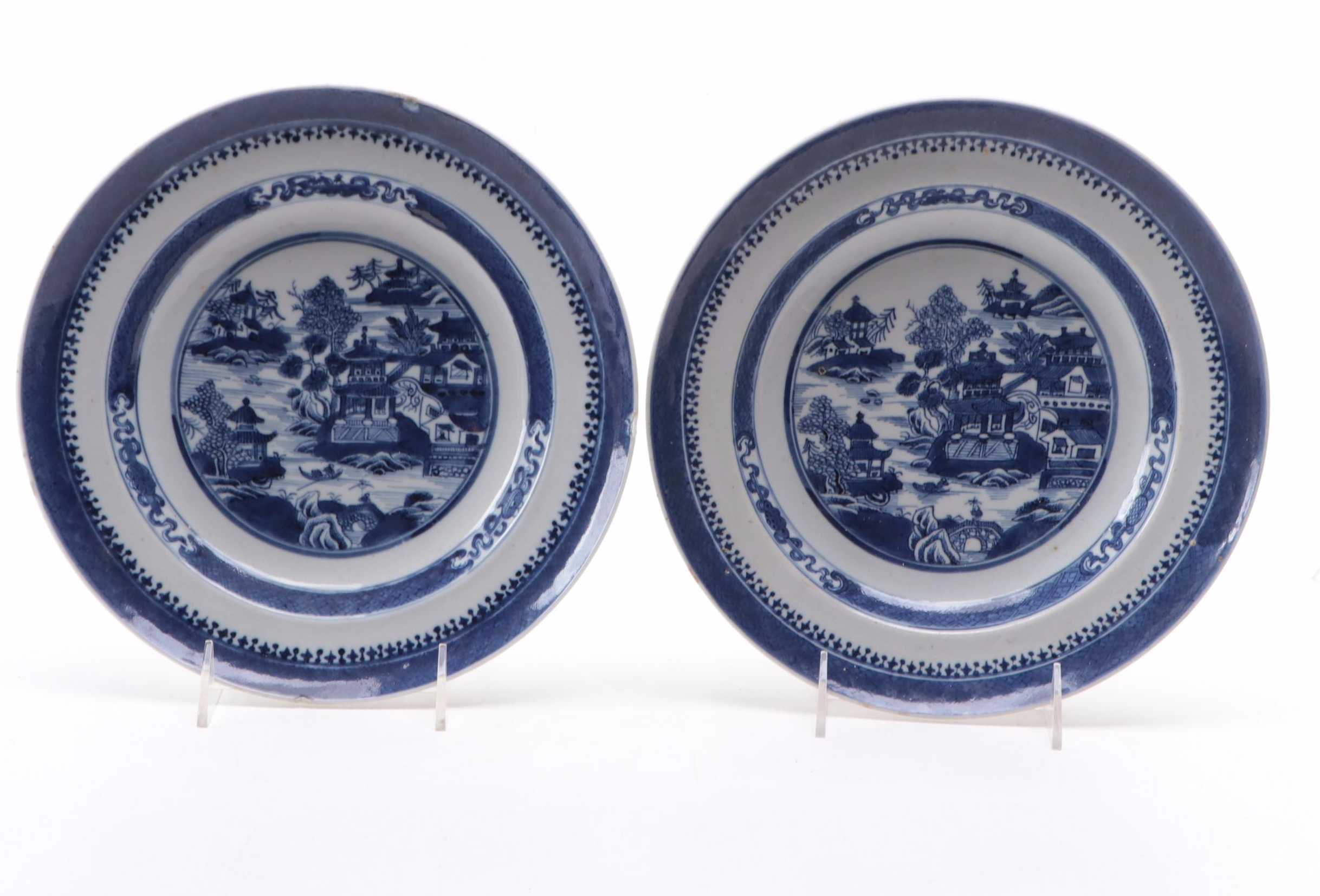 Chinese Export Porcelain Nanking Border and Other Canton Plates, 19th Century