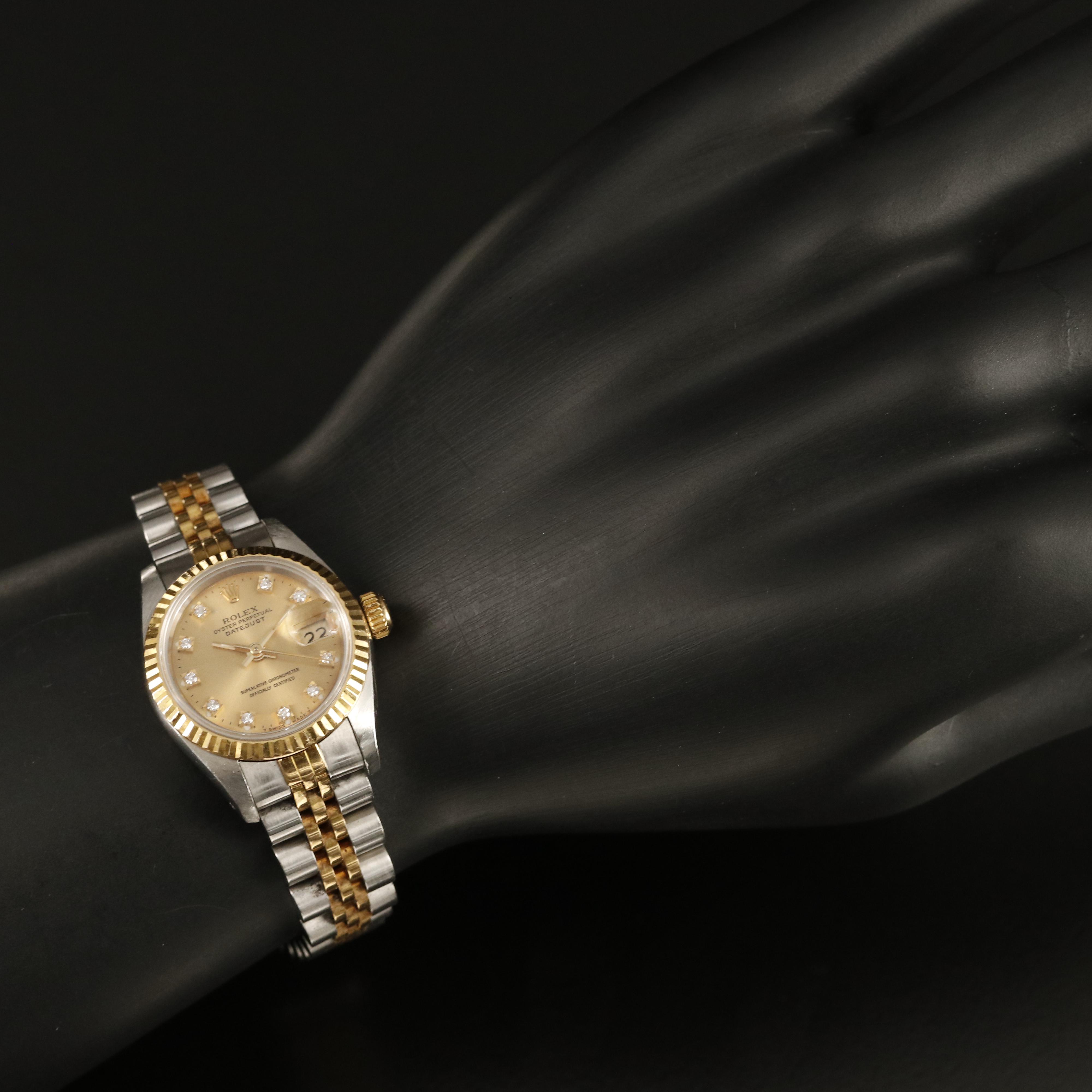 1990 Rolex Factory Diamond Dial Datejust Watch