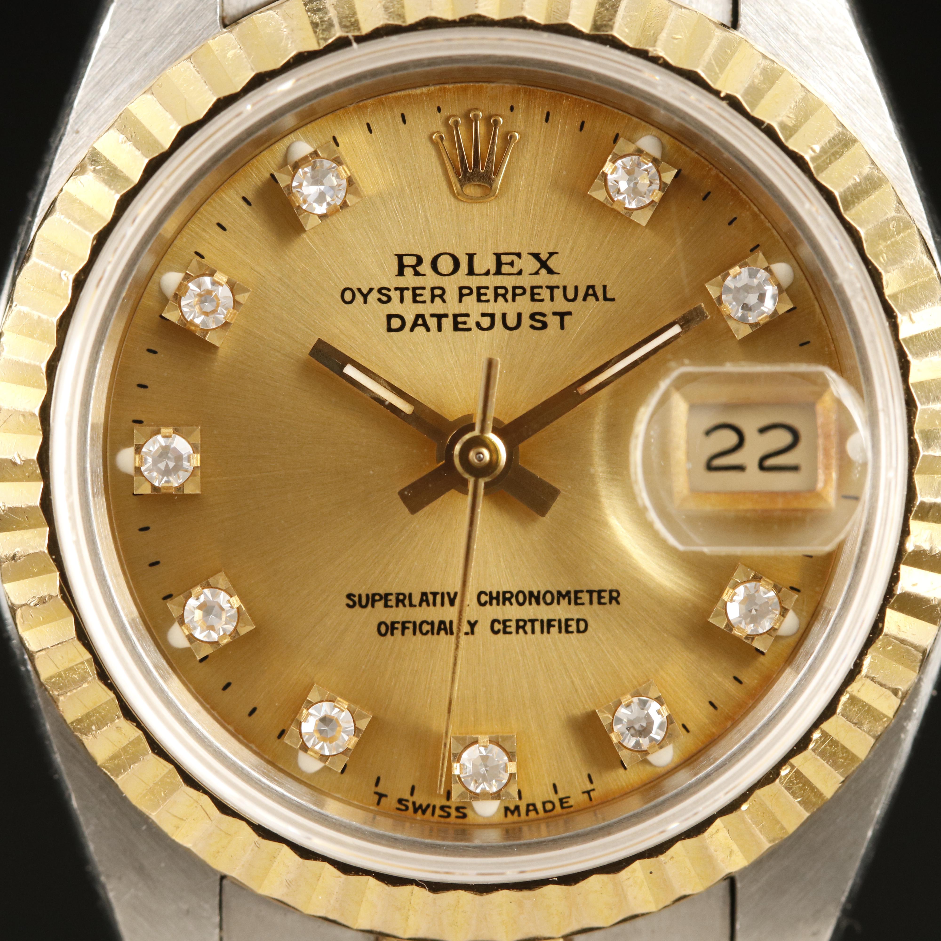 1990 Rolex Factory Diamond Dial Datejust Watch