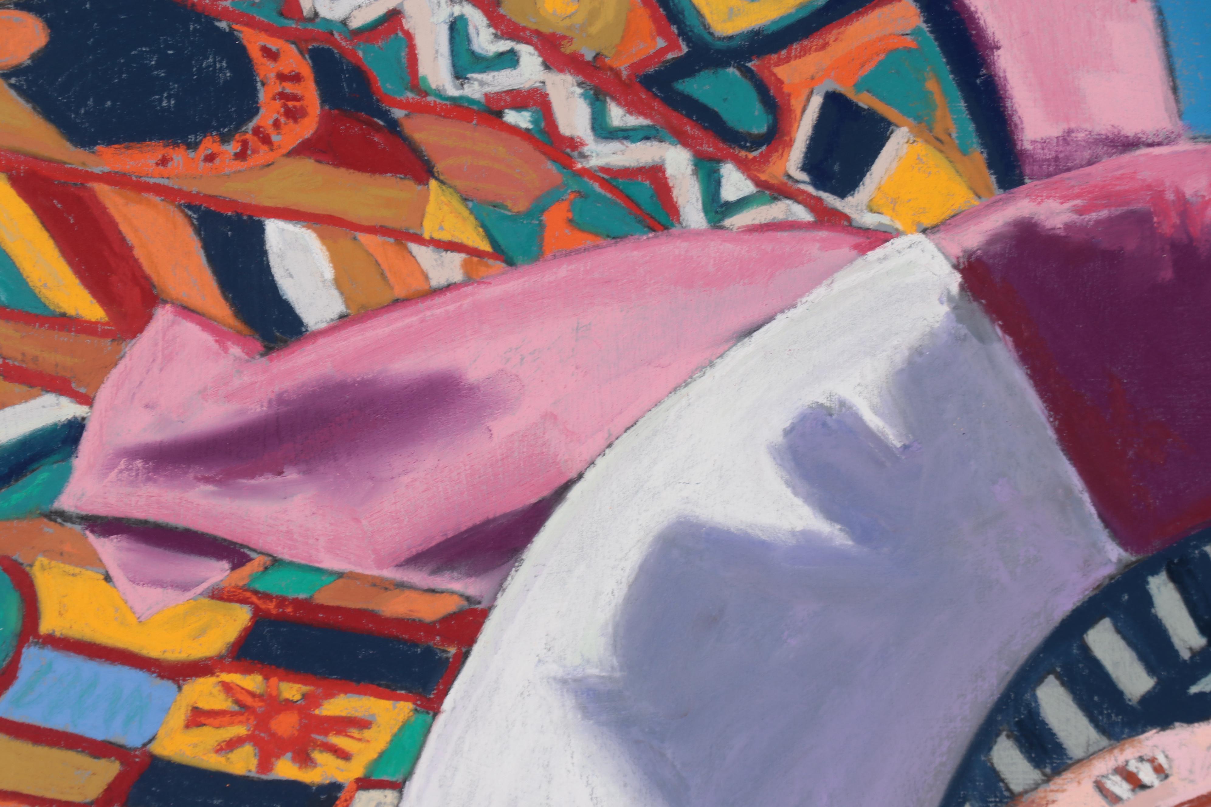 Martha Bator Large-Scale Pastel Drawing "Still Life With Silver Ball"