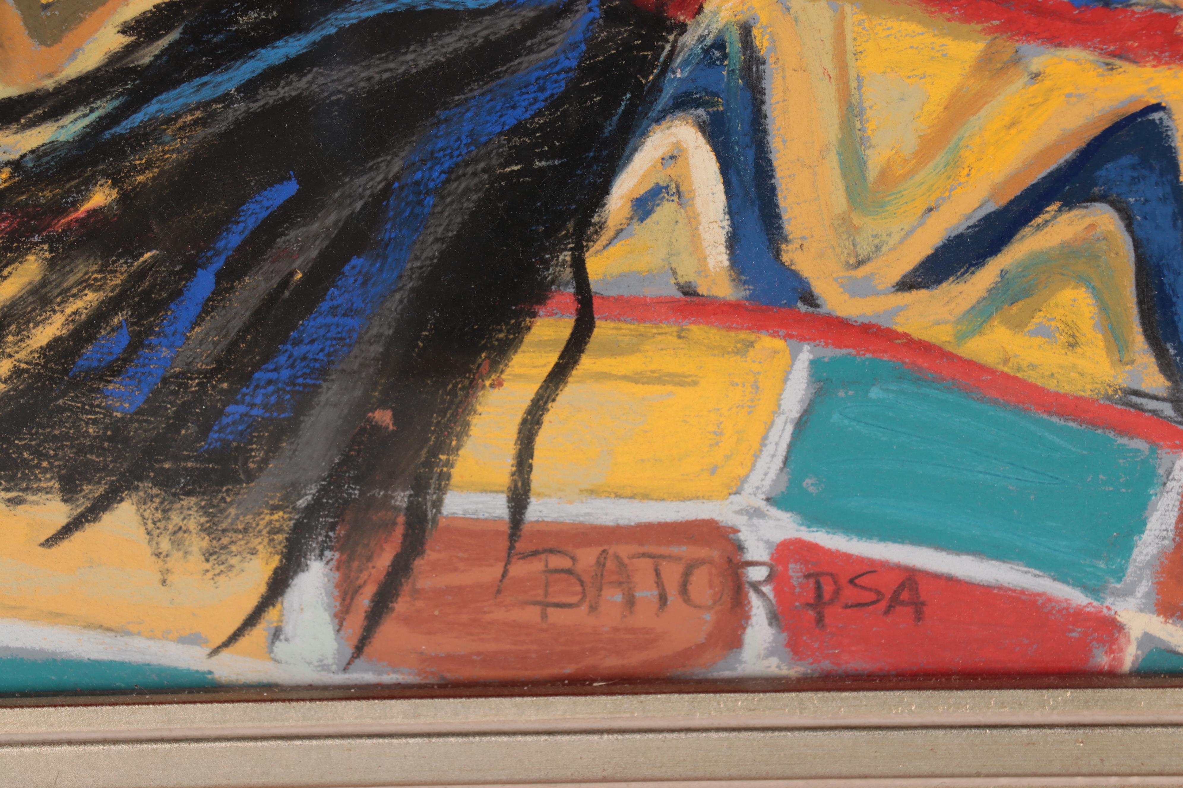 Martha Bator Large-Scale Pastel Drawing "Still Life With Silver Ball"