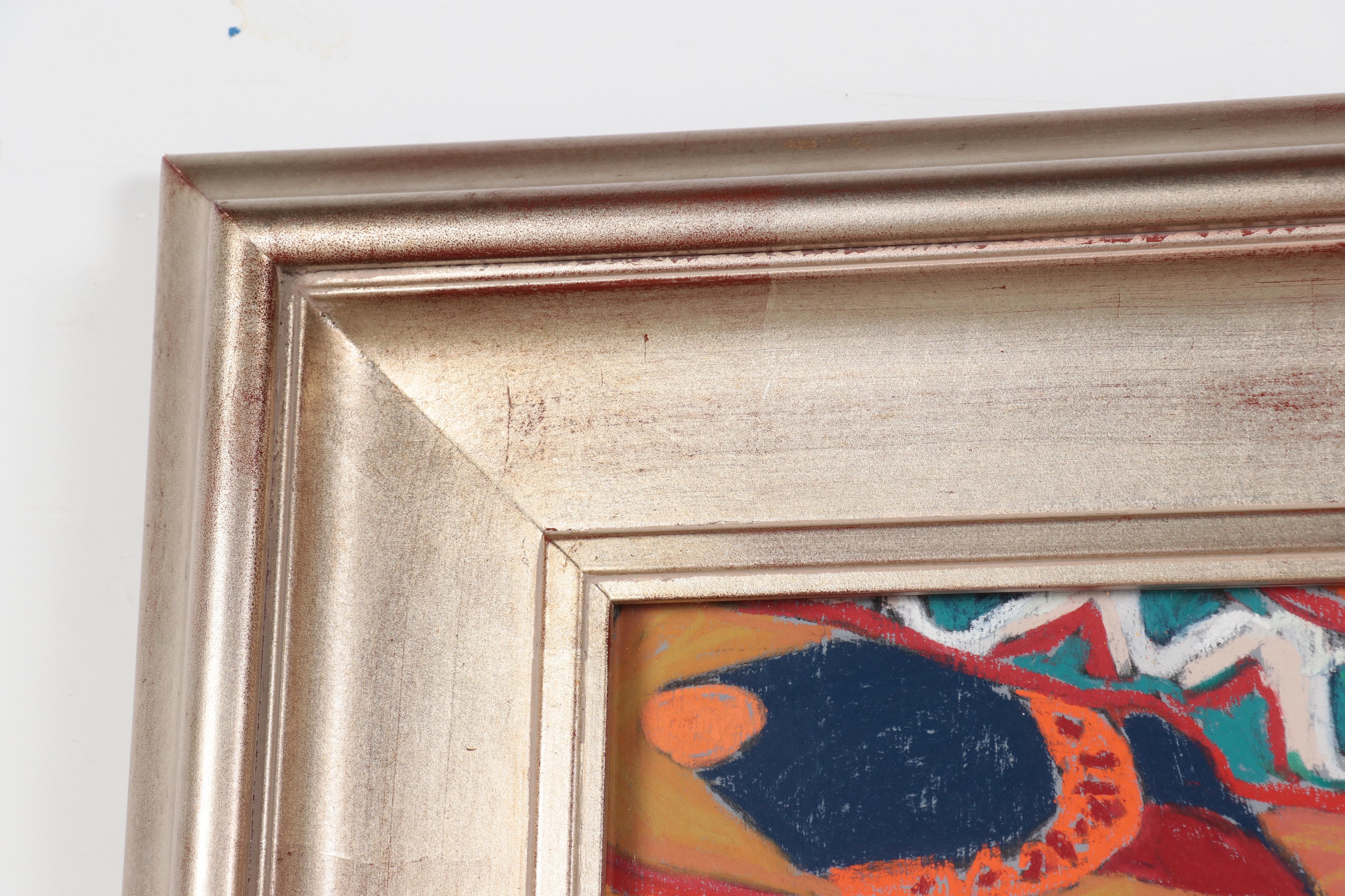 Martha Bator Large-Scale Pastel Drawing "Still Life With Silver Ball"