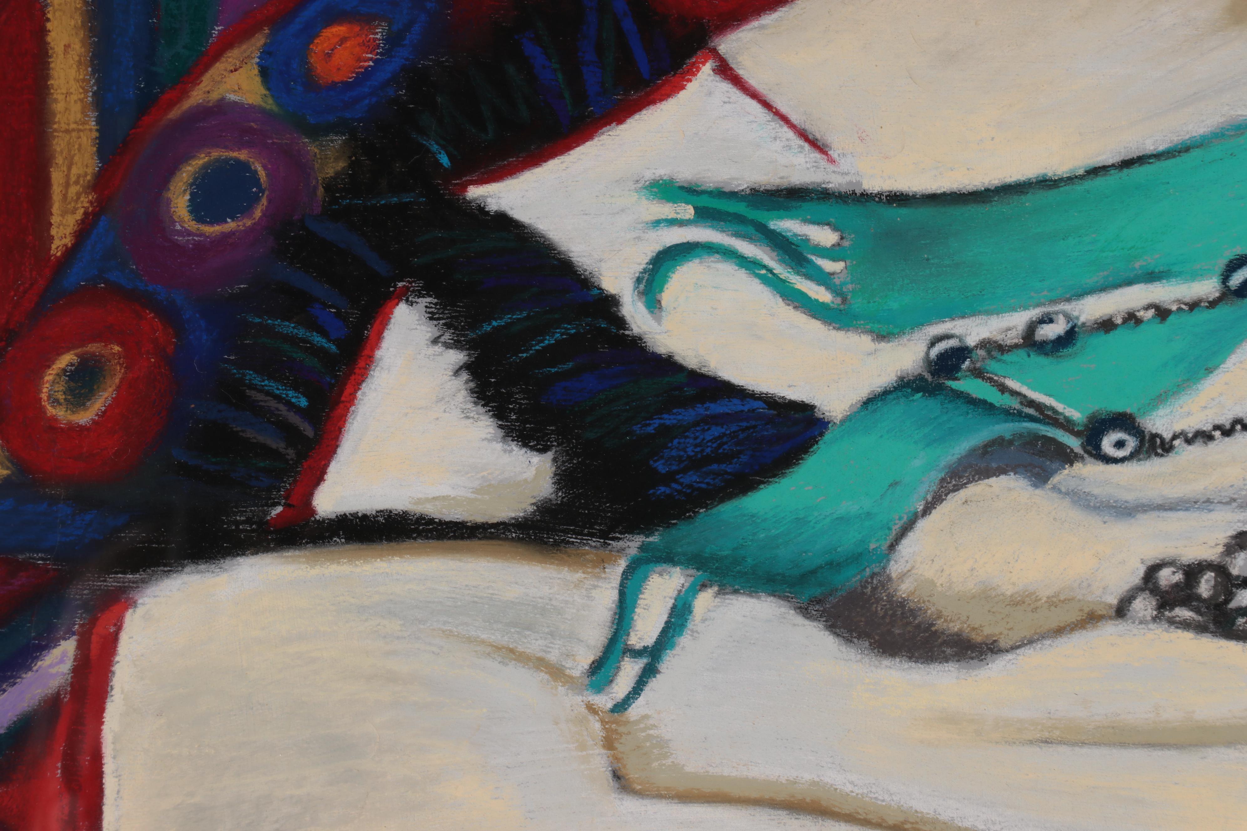 Martha Bator Pastel Drawing "Still Life With Blue Bowl"