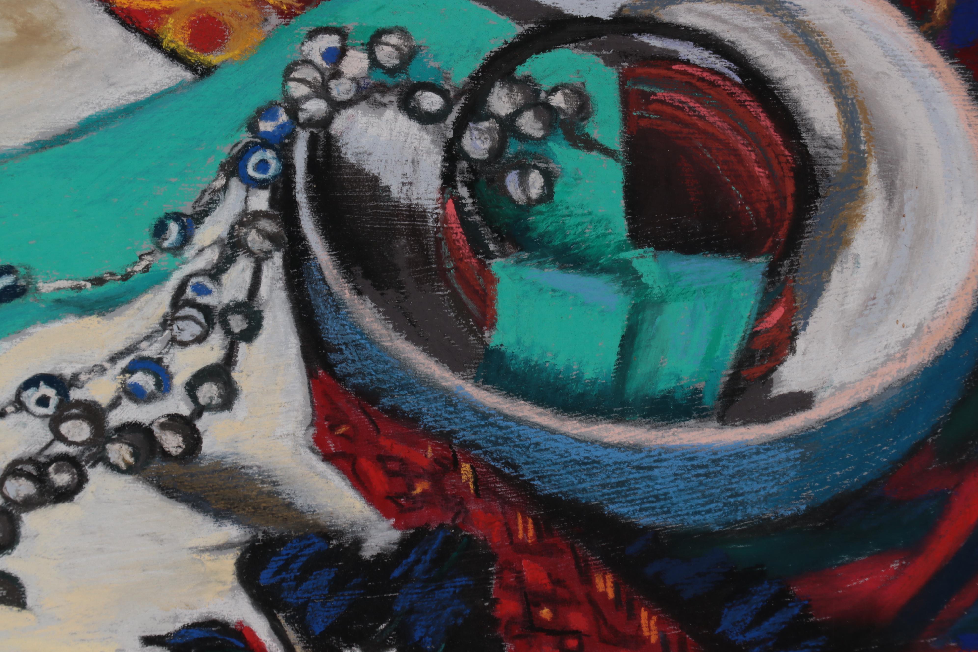 Martha Bator Pastel Drawing "Still Life With Blue Bowl"