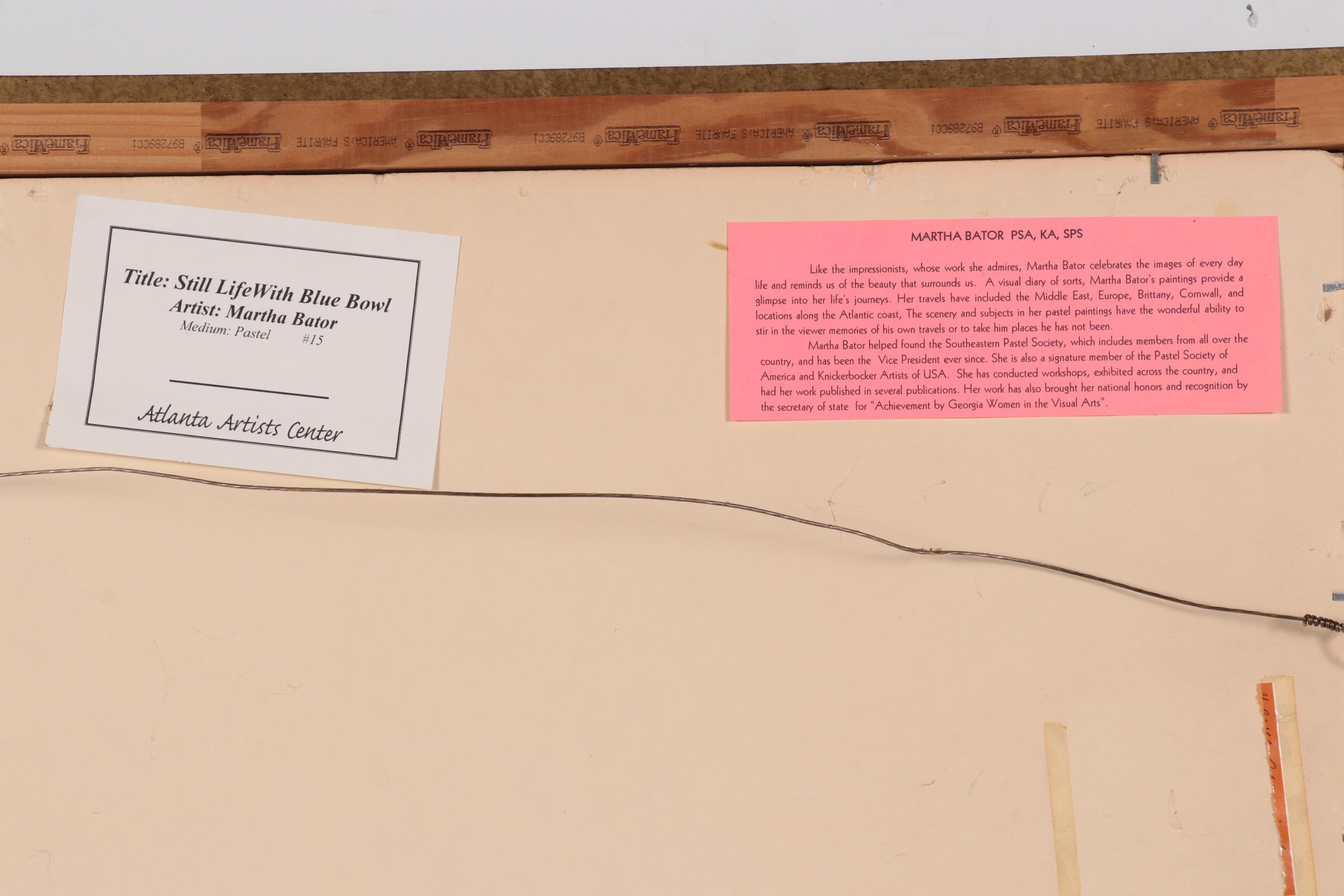 Martha Bator Pastel Drawing "Still Life With Blue Bowl"