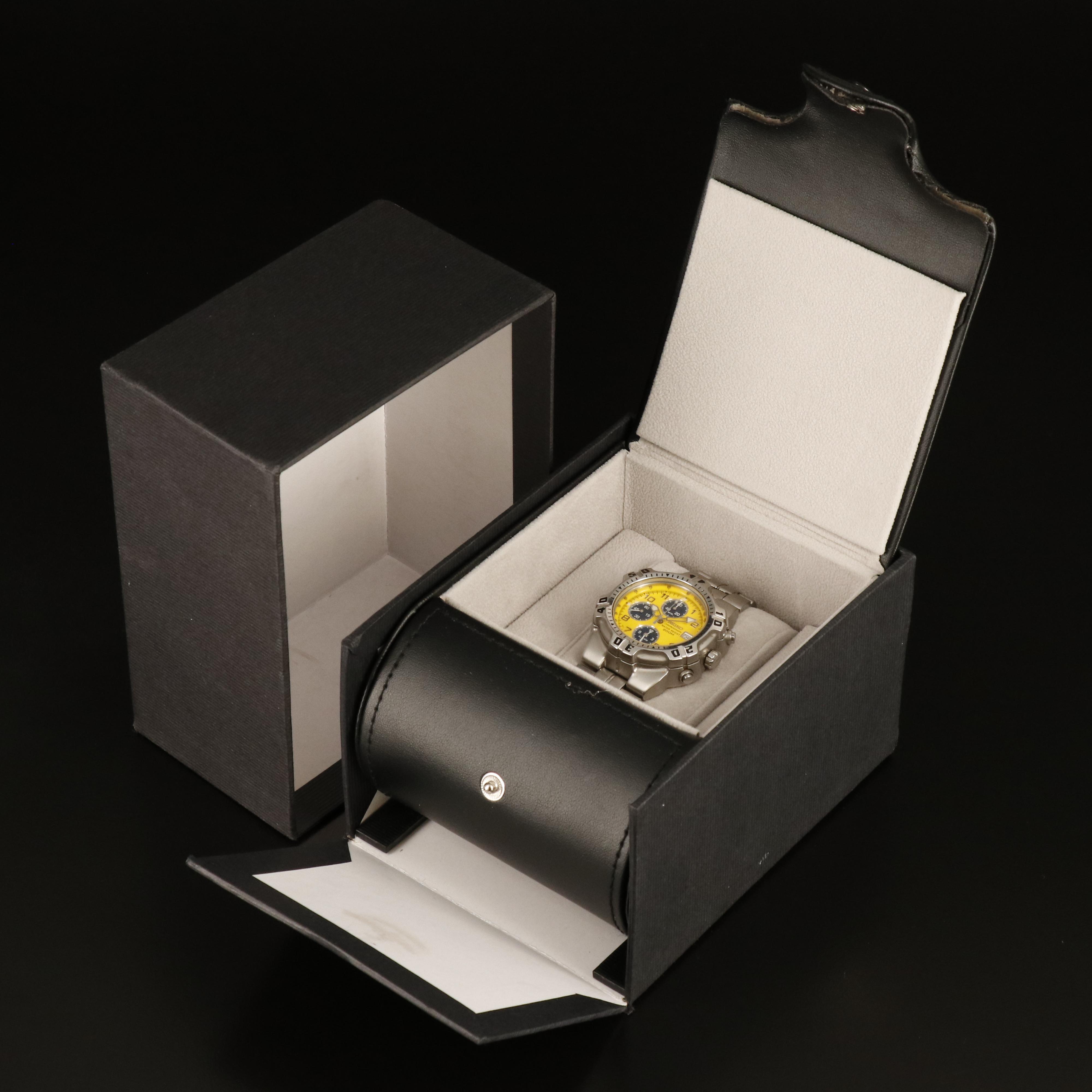 Seiko Chronograph Alarm Yellow Dial Watch