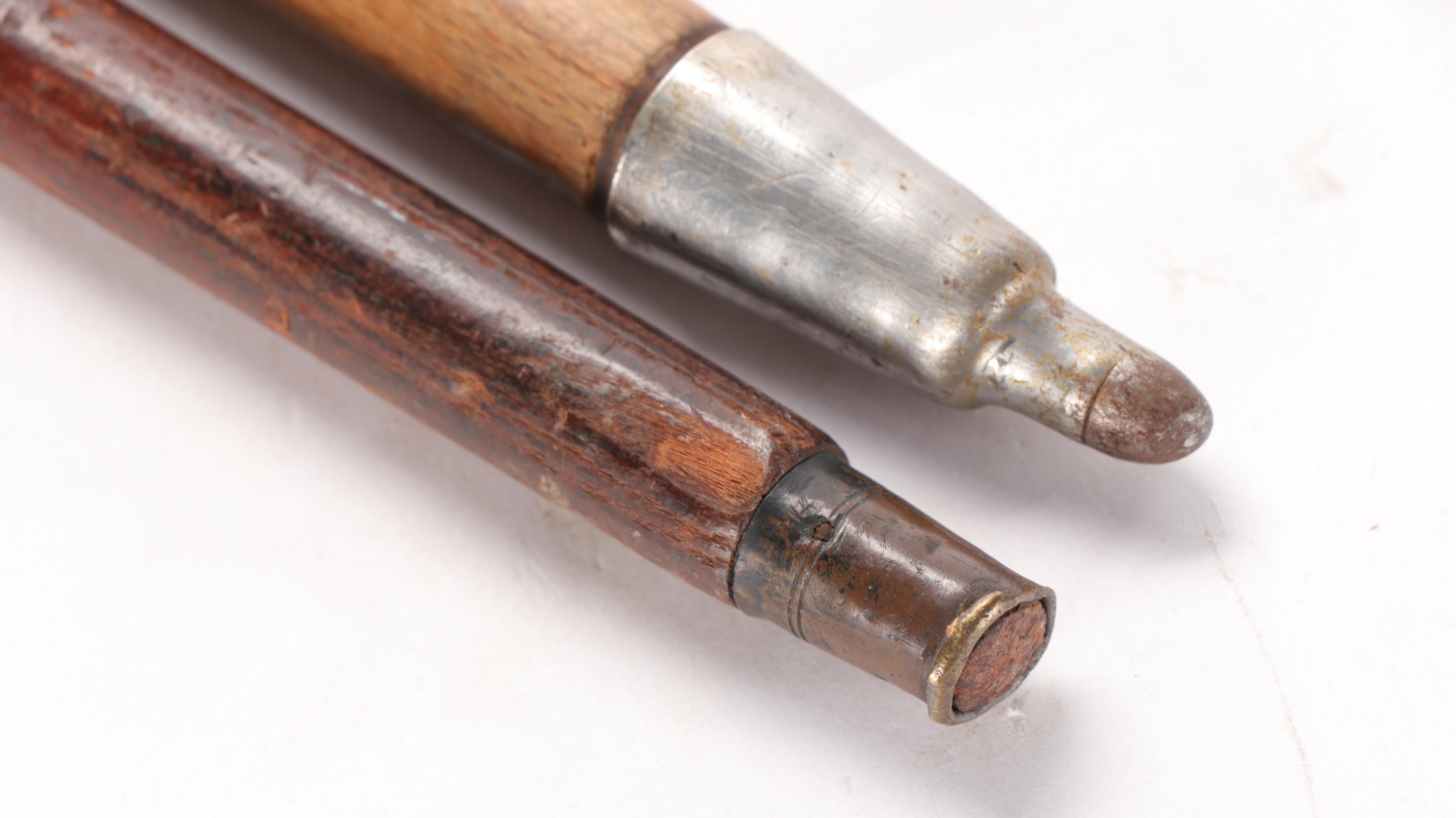 Swiss Goat Horn-Handled Walking Sticks with Hiking Badges, Mid-Late 20th C.