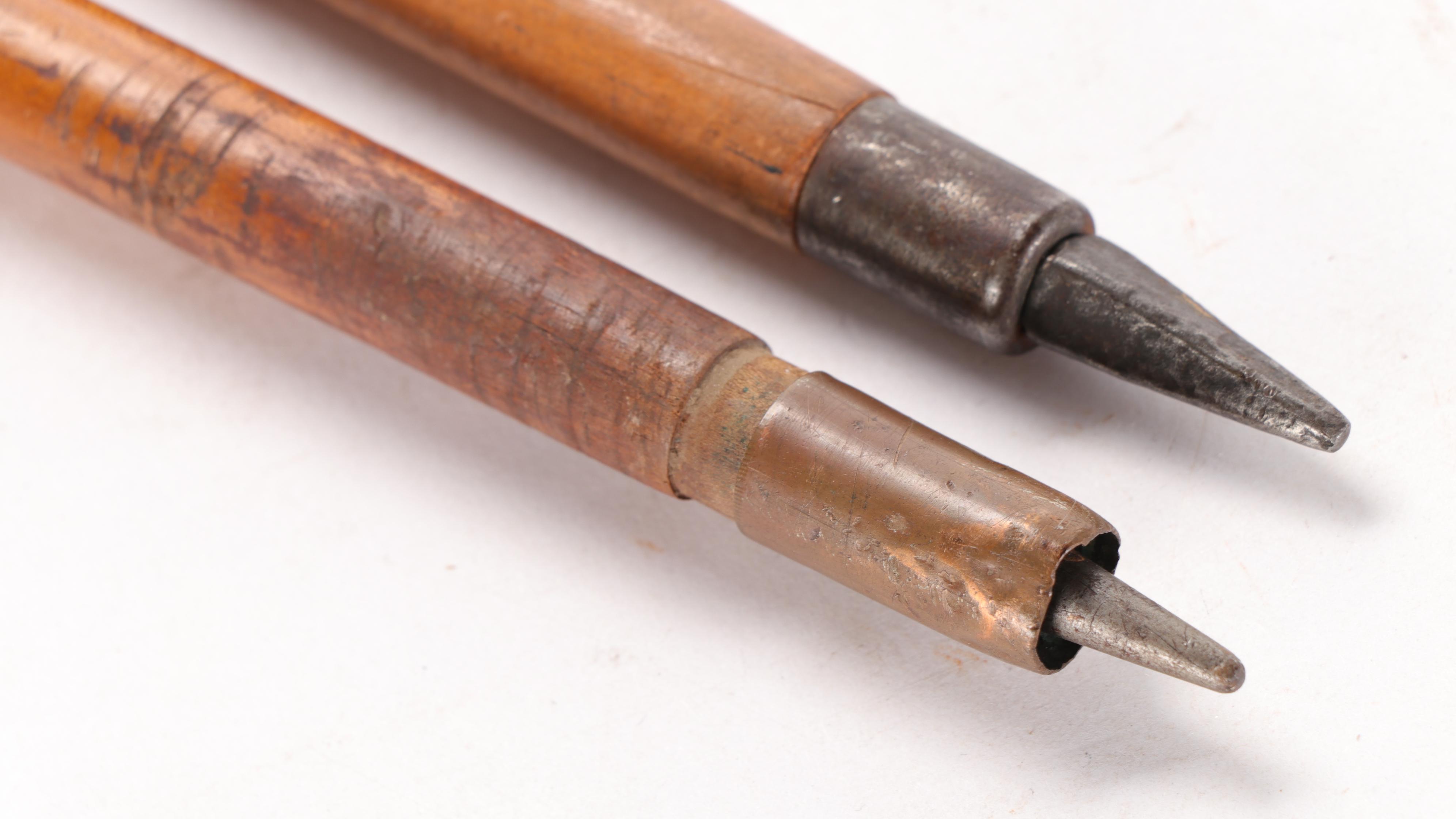 Swiss Goat Horn-Handled Walking Sticks with Hiking Badges, Mid-Late 20th C.