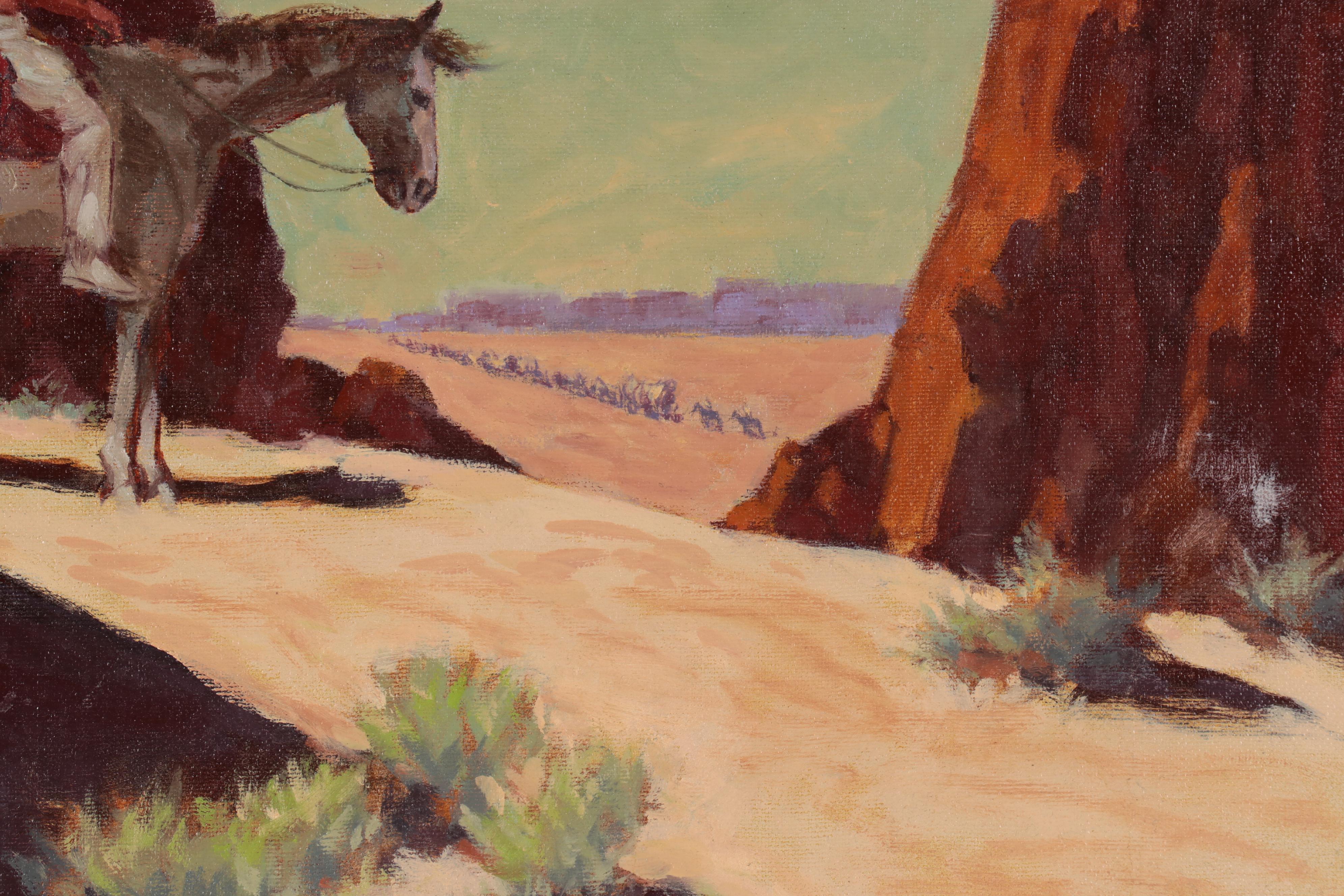 William J. Sanning Oil Painting "Sioux Scouts," 1981