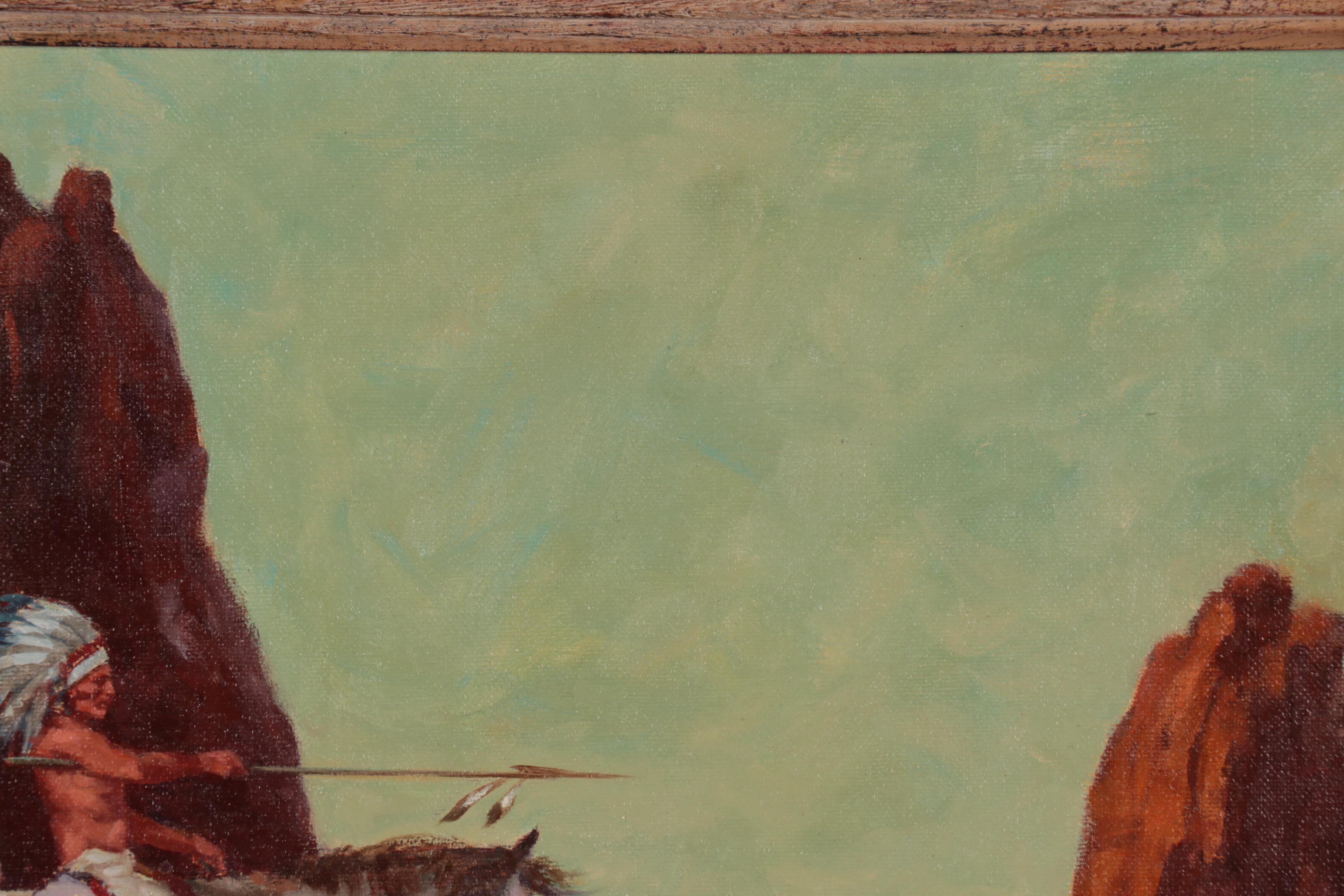 William J. Sanning Oil Painting "Sioux Scouts," 1981