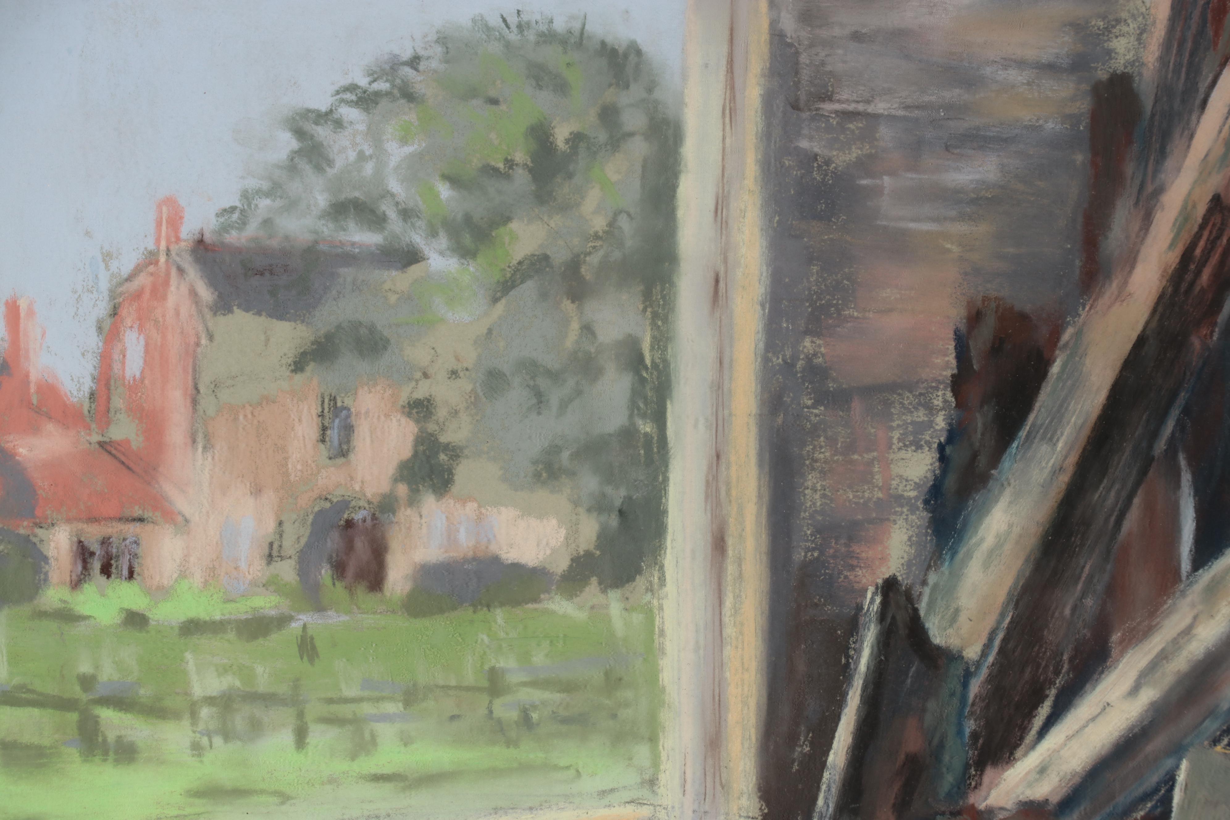 Aidy Darling Pastel Drawing "The Wood Shed," Late 20th Century