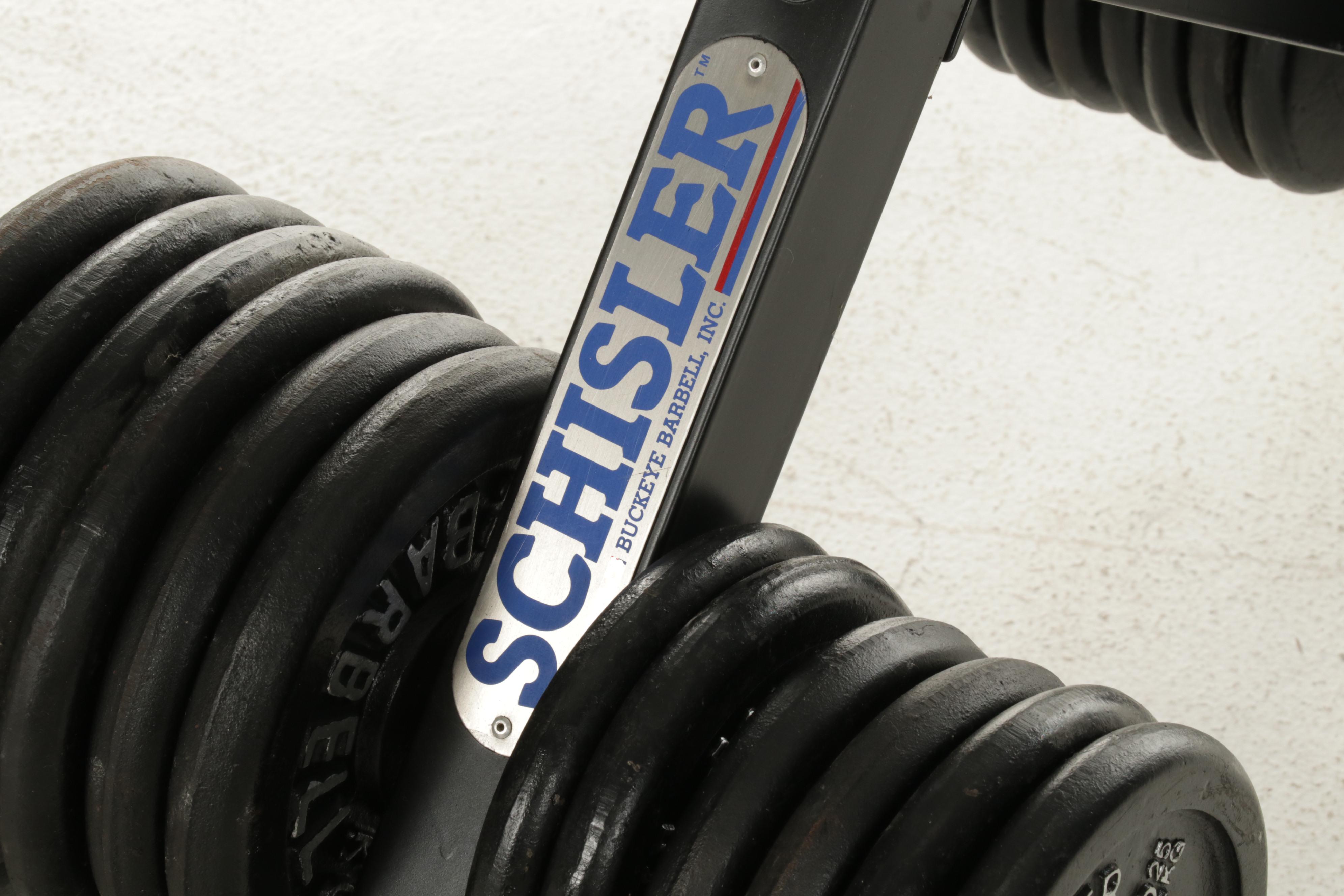 Schisler Iron Weight Trees, Bollinger Weight Plates With Curl and Shorty Barbell