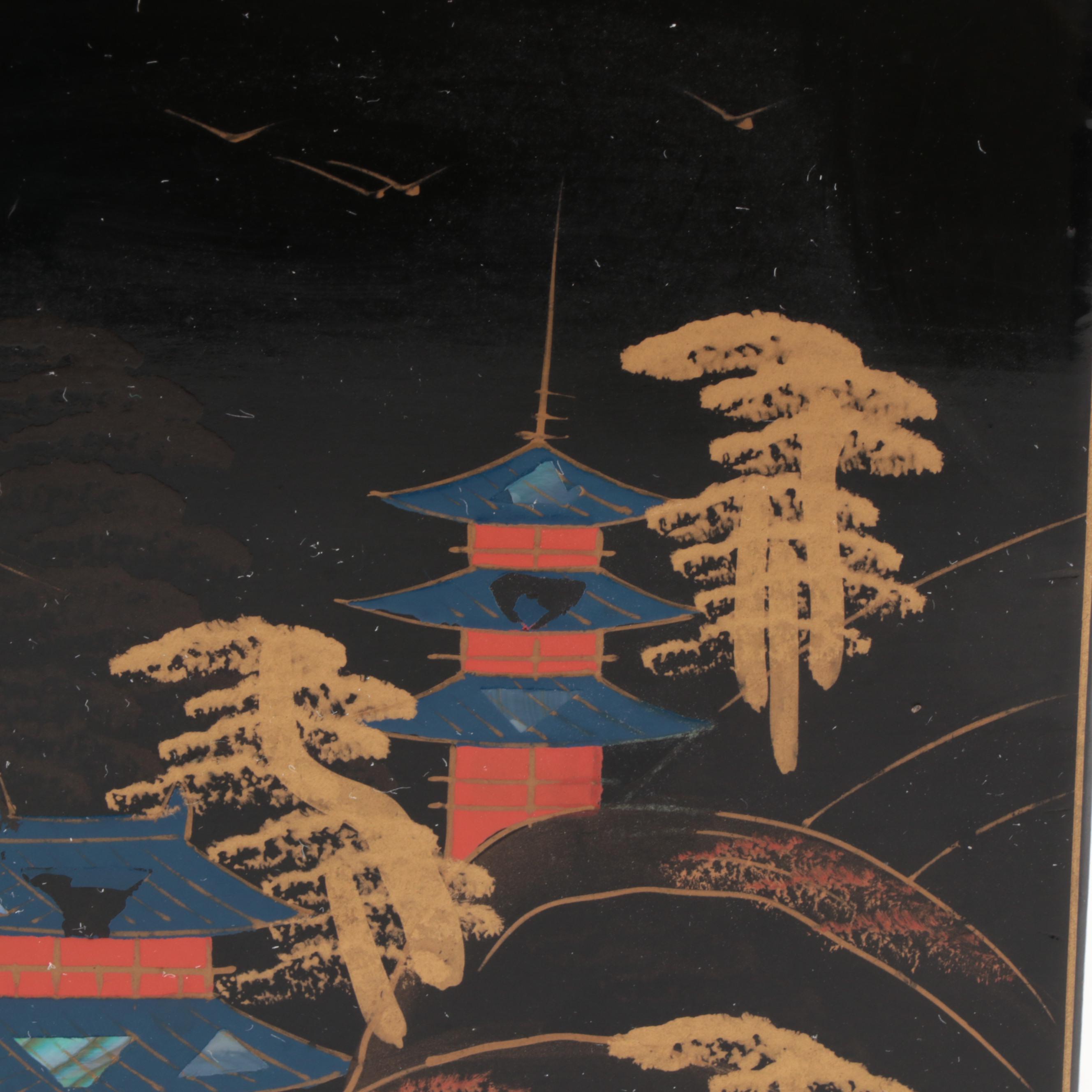 Japanese Abalone Inlaid Lacquerware Jewelry Box, Mid to Late 20th Century