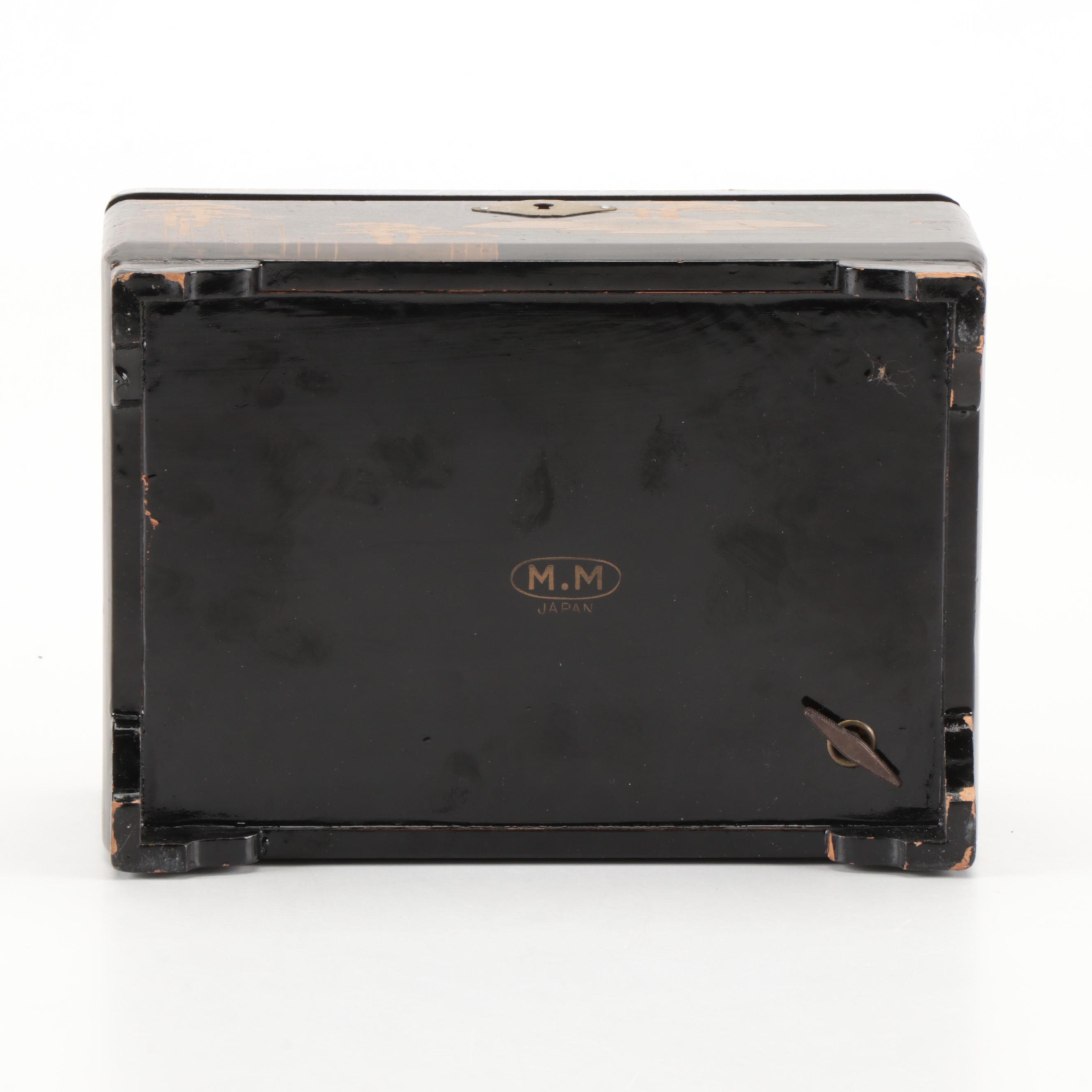 Japanese Abalone Inlaid Lacquerware Jewelry Box, Mid to Late 20th Century