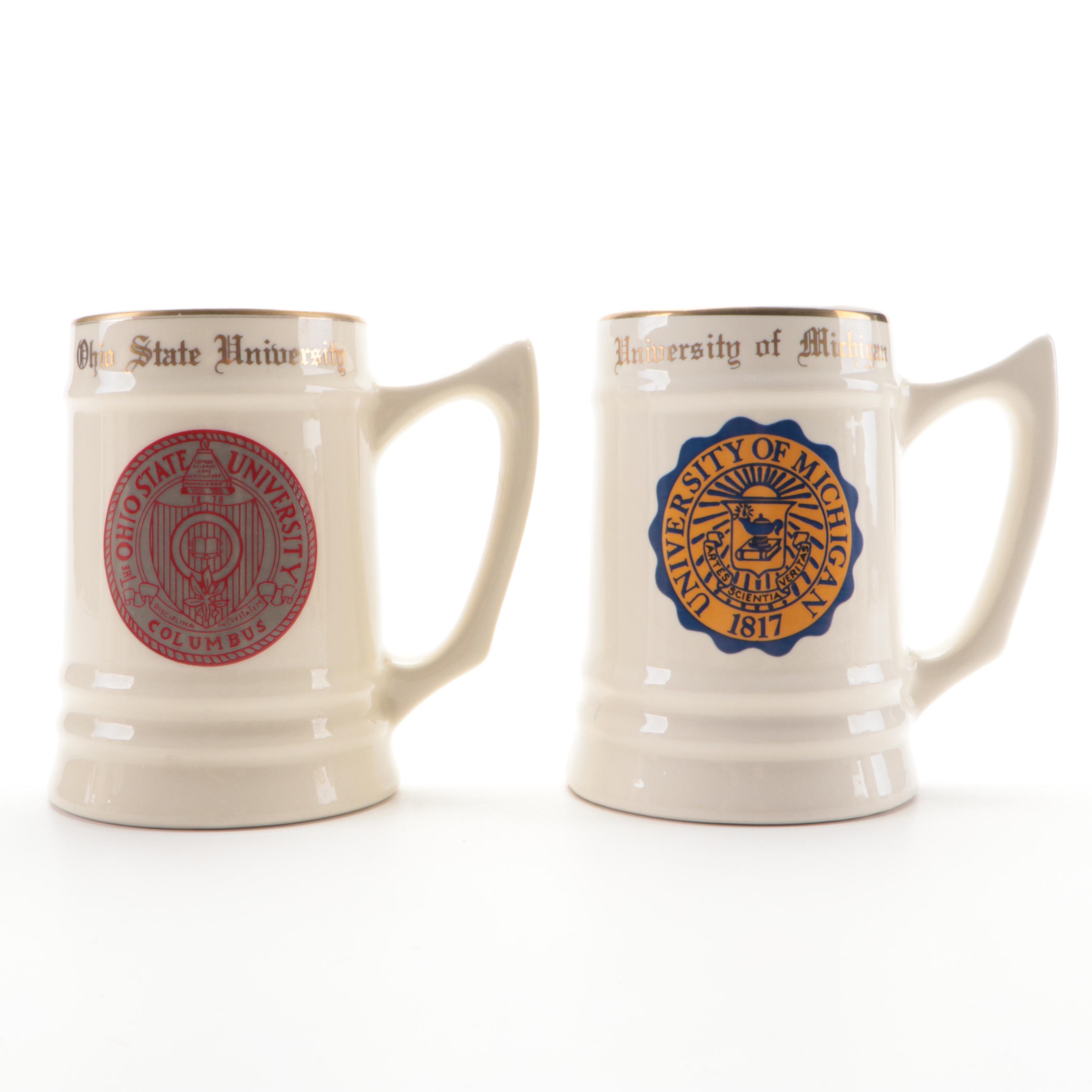 W. C. Bunting Co. Ceramic University Beer Mugs, Mid-20th Century