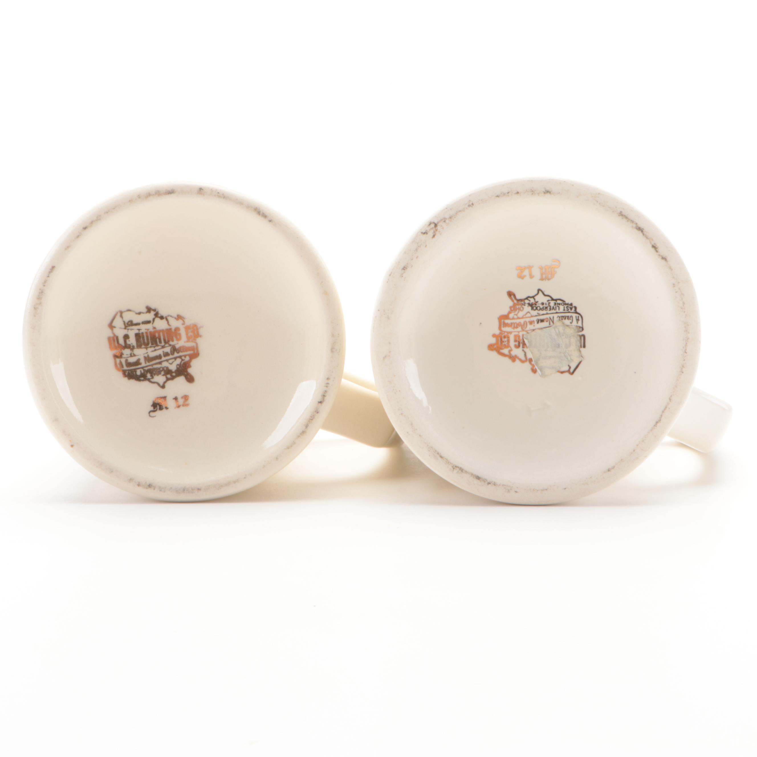 W. C. Bunting Co. Ceramic University Beer Mugs, Mid-20th Century