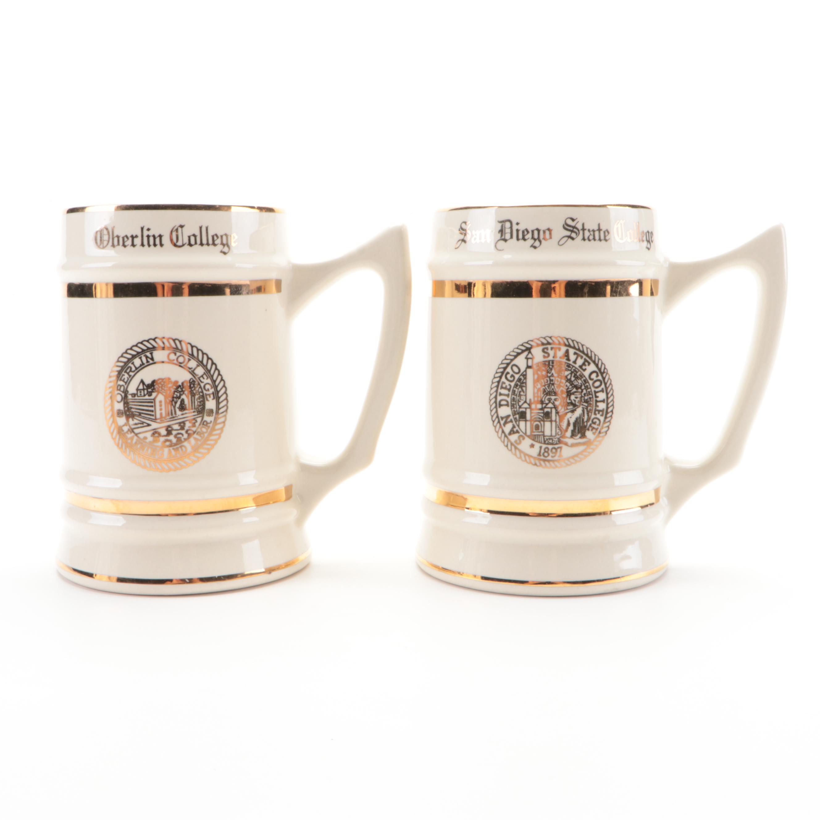 W. C. Bunting Co. Ceramic University Beer Mugs, Mid-20th Century