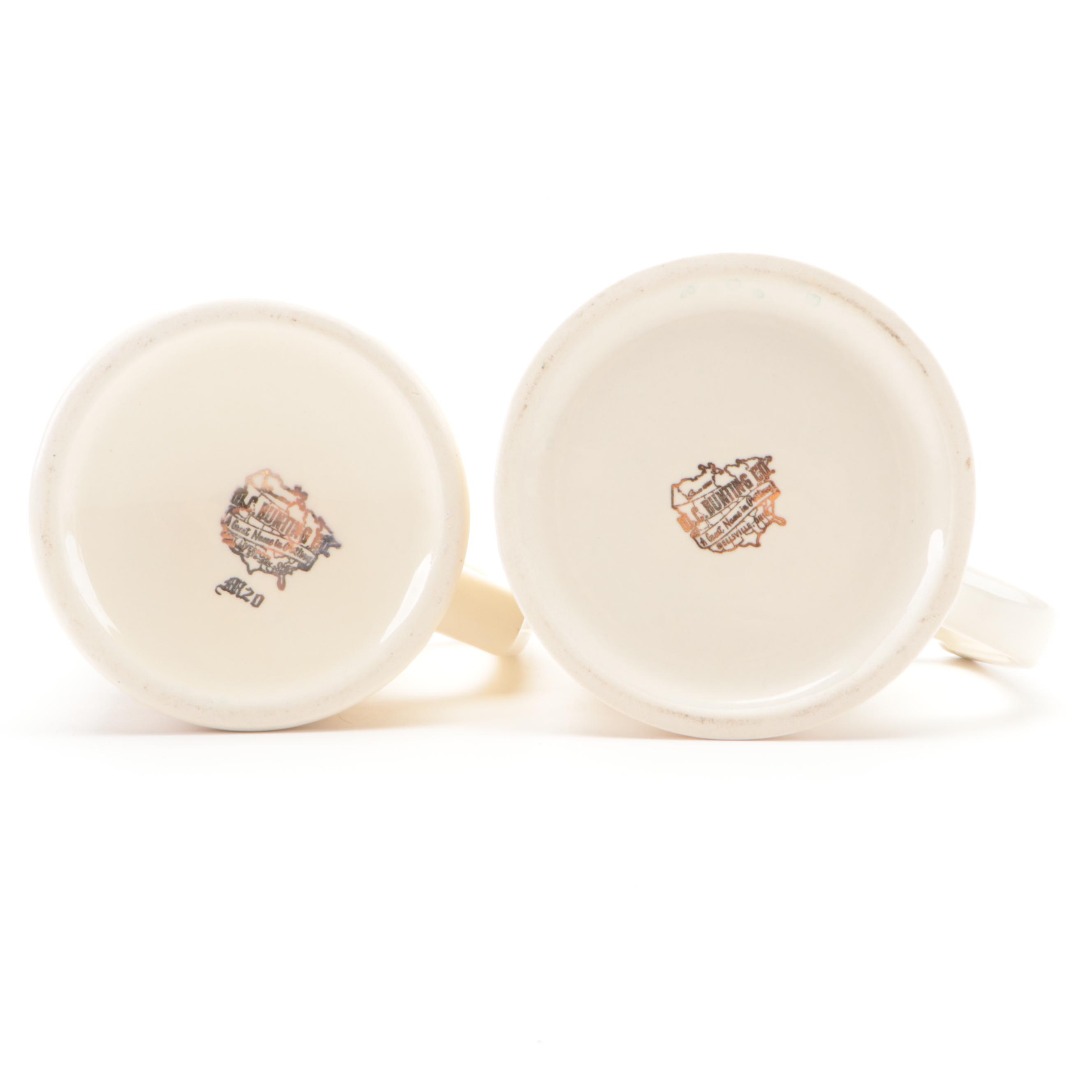 W. C. Bunting Co. Ceramic University Beer Mugs, Mid-20th Century