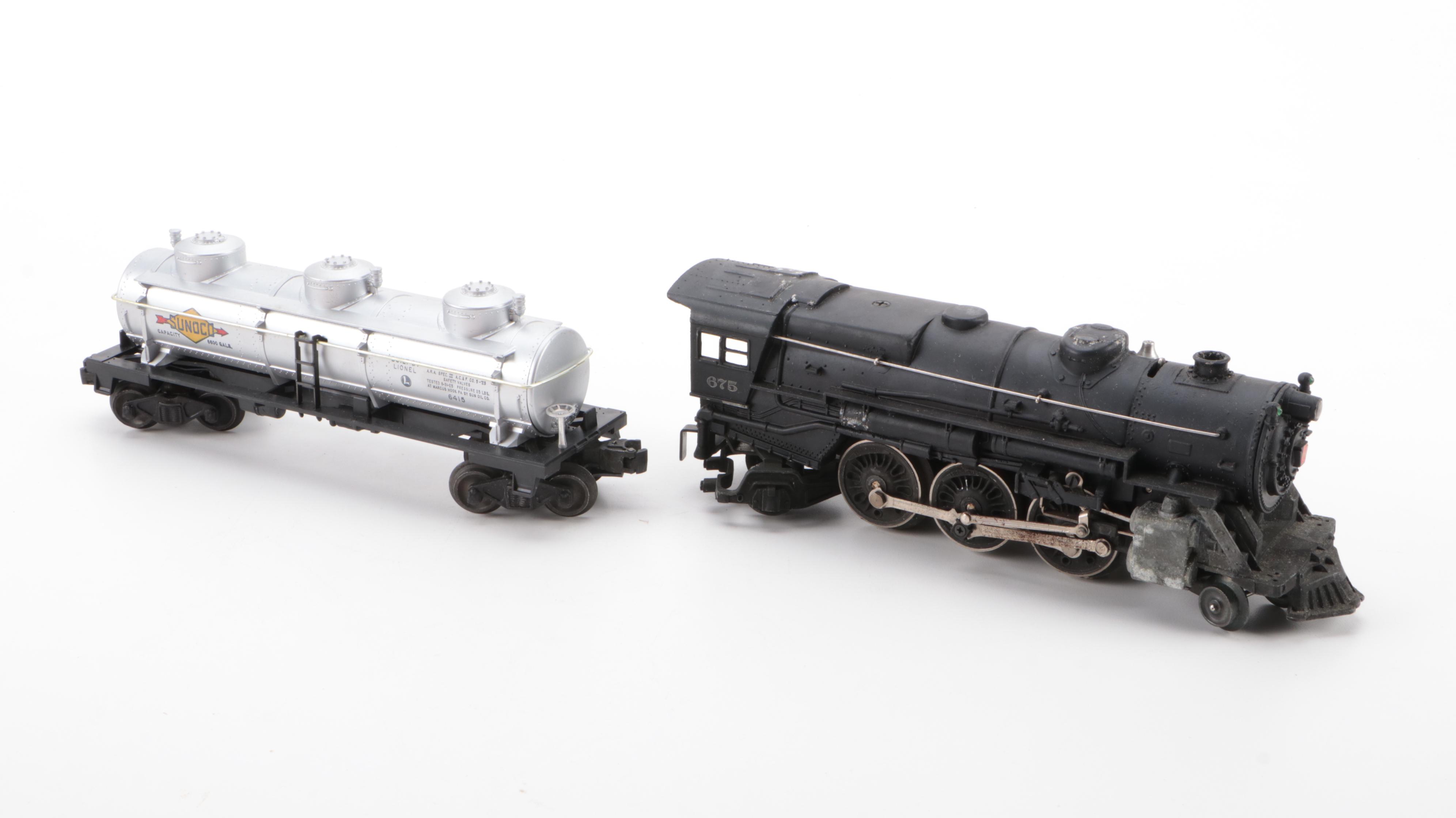 Lionel 675 Locomotive with Lionel O Gauge Freight Cars and Manuals