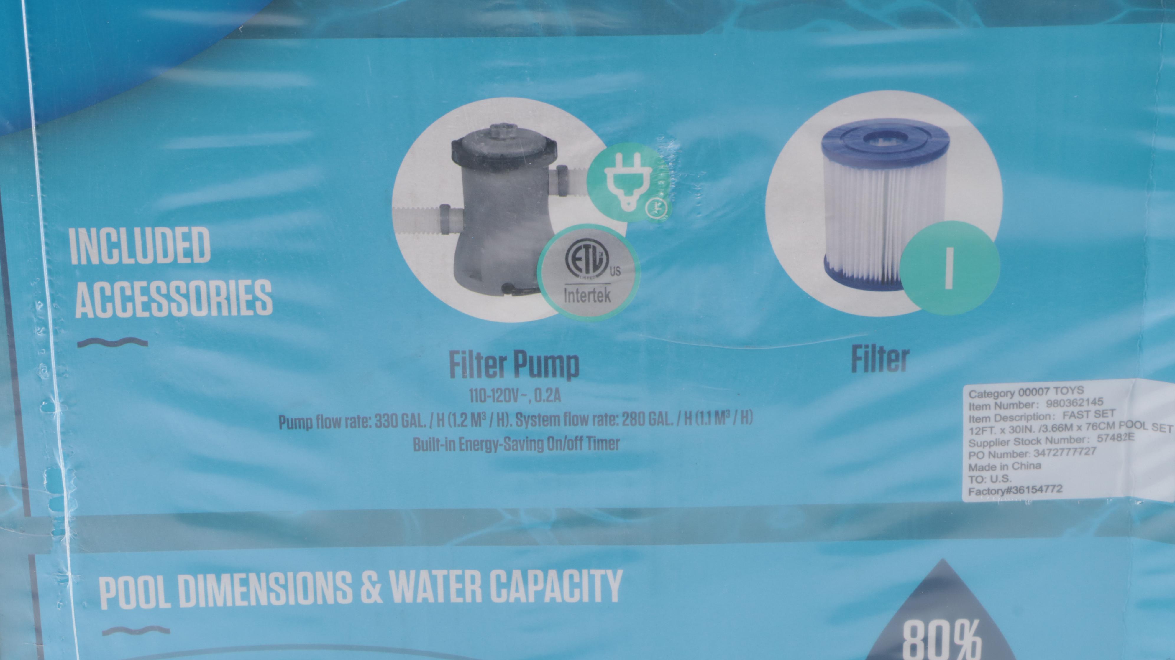 Bestway Fast Set Fill and Rise 12' Inflatable Pool With Pump and Filter