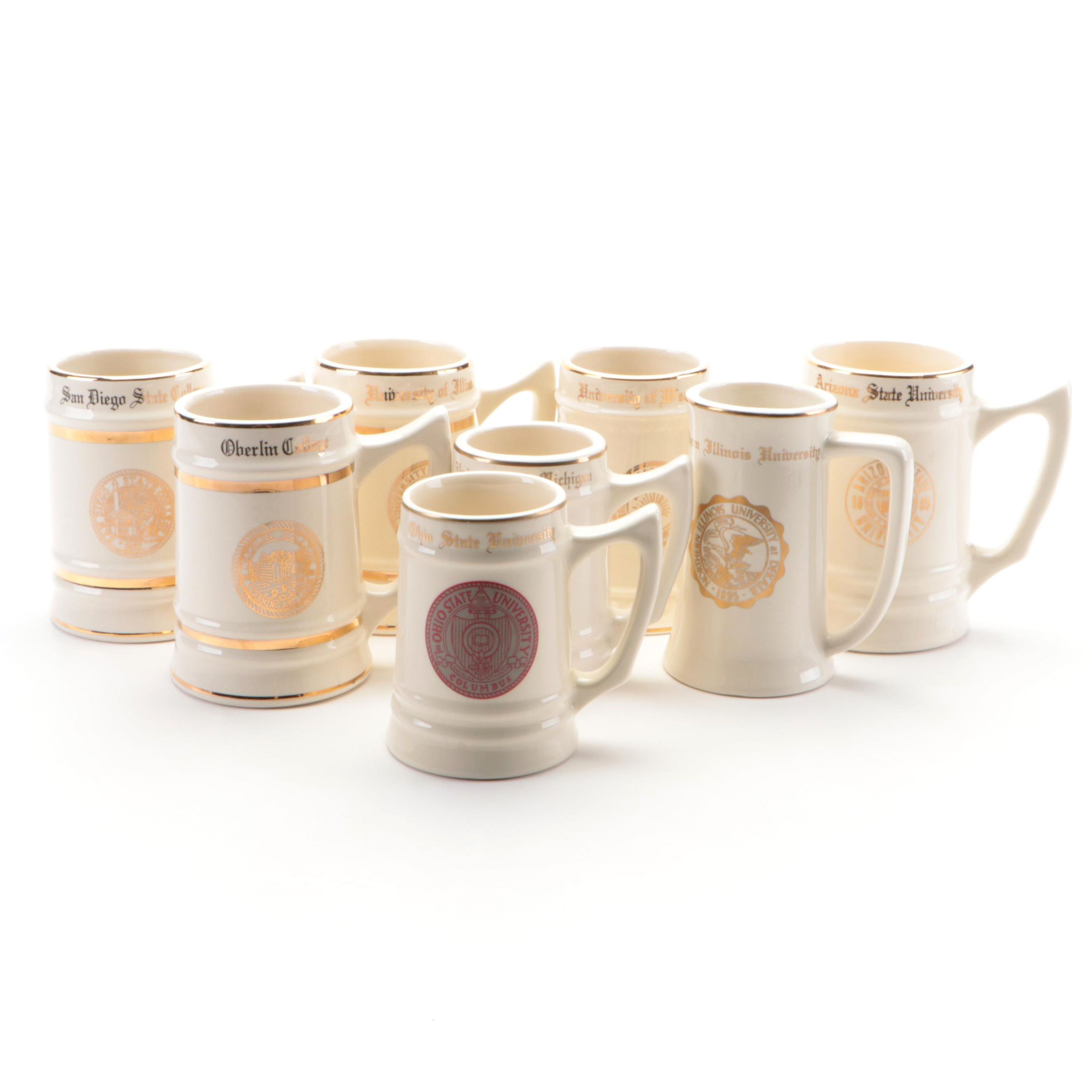 W. C. Bunting Co. Ceramic University Beer Mugs, Mid-20th Century