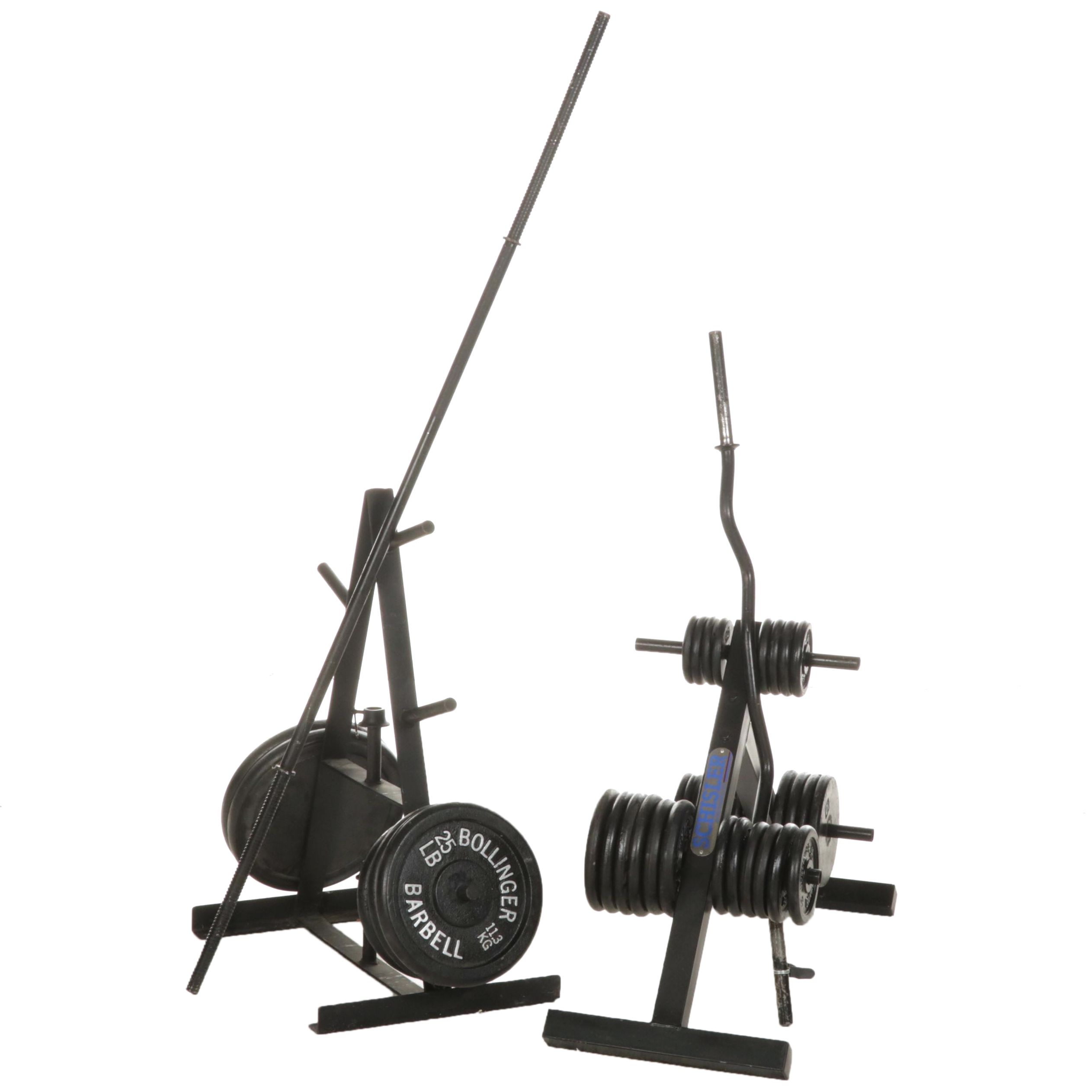 Schisler Iron Weight Trees, Bollinger Weight Plates With Curl and Shorty Barbell