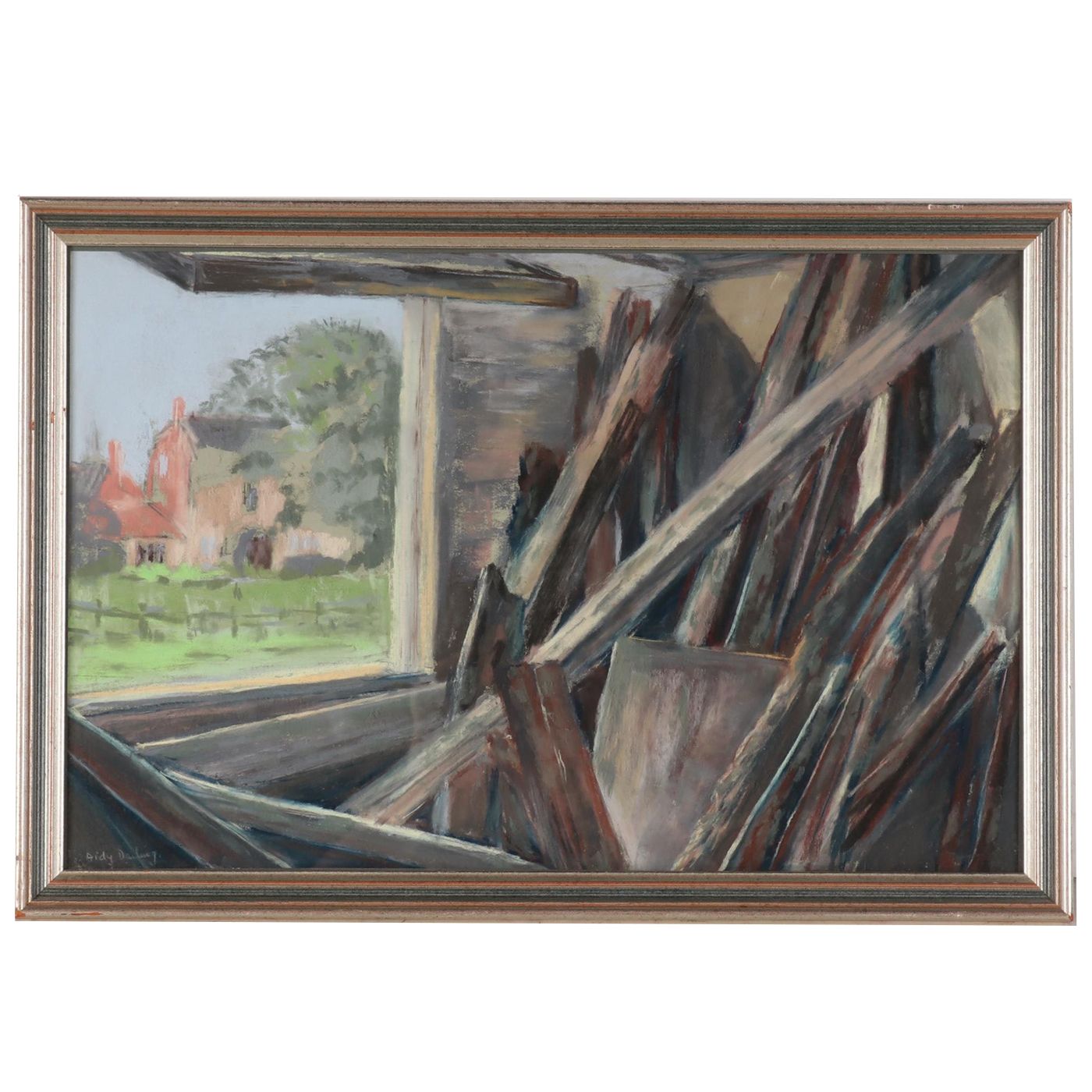 Aidy Darling Pastel Drawing "The Wood Shed," Late 20th Century