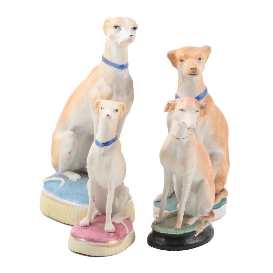 Seated Greyhound Bisque Figurines, Late 19th Century