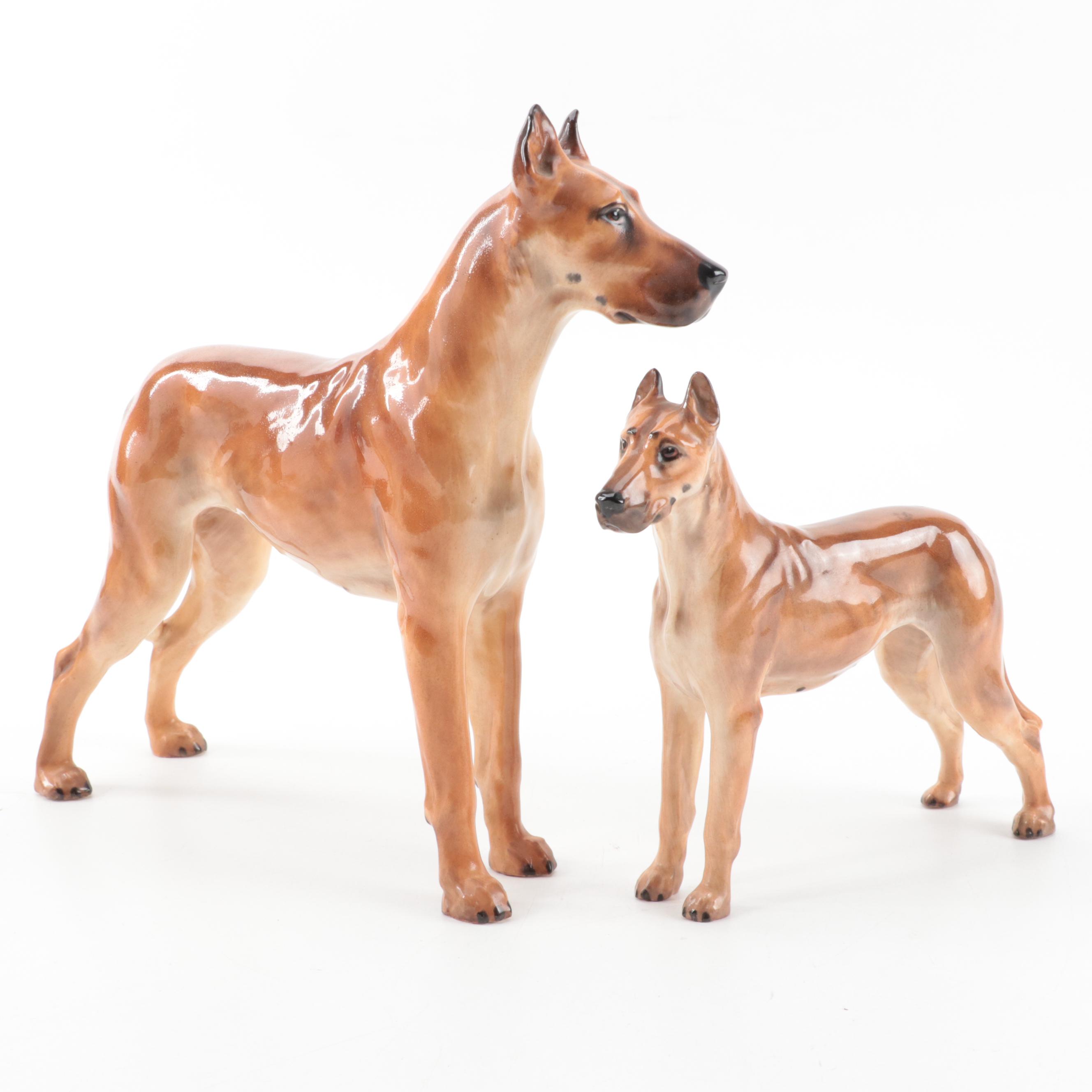 Royal Doulton Bone China American Great Dane Figures, Mid-20th Century