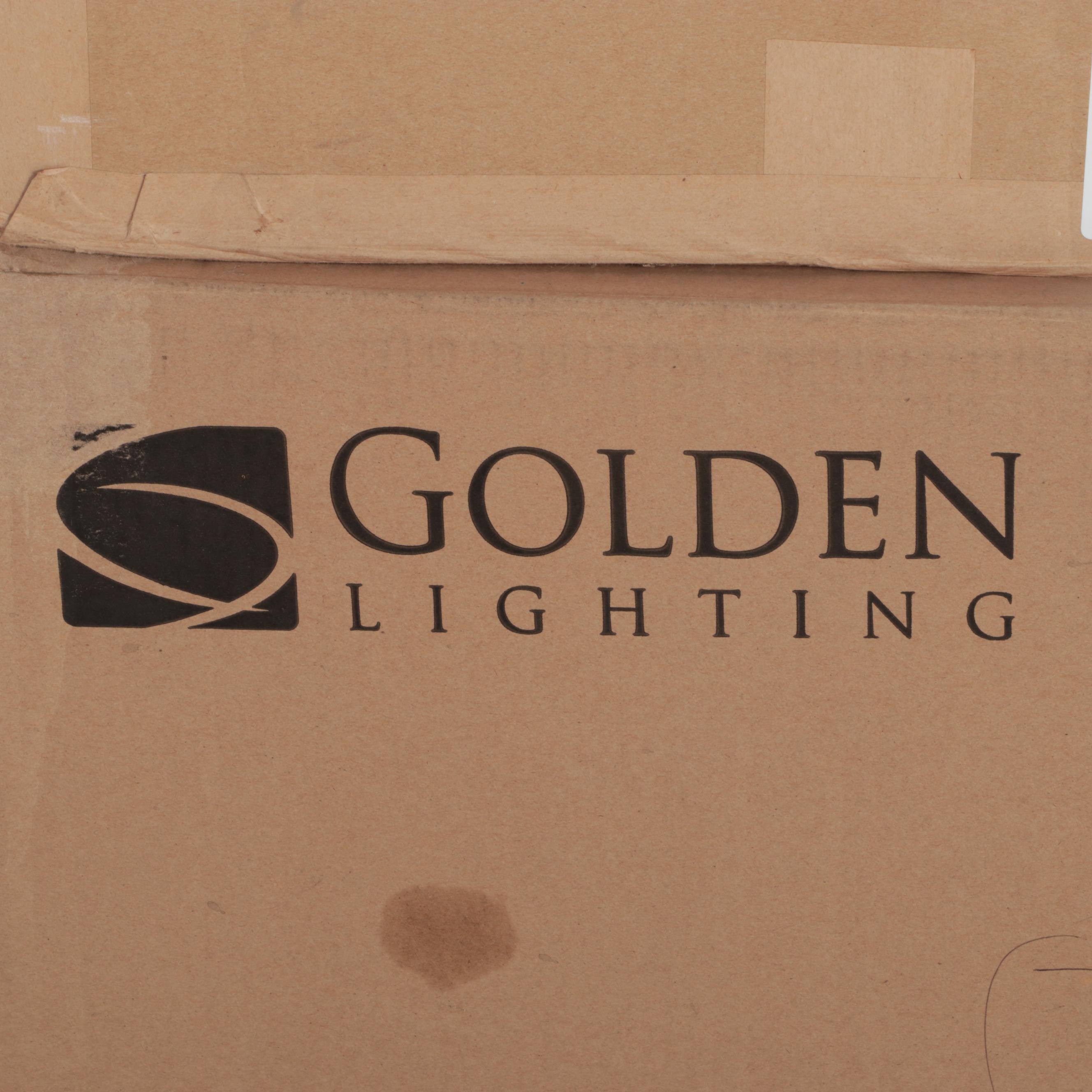 Golden Lighting "Davenport" Linear Five-Arm Pendant Light With Two Lamp Shades