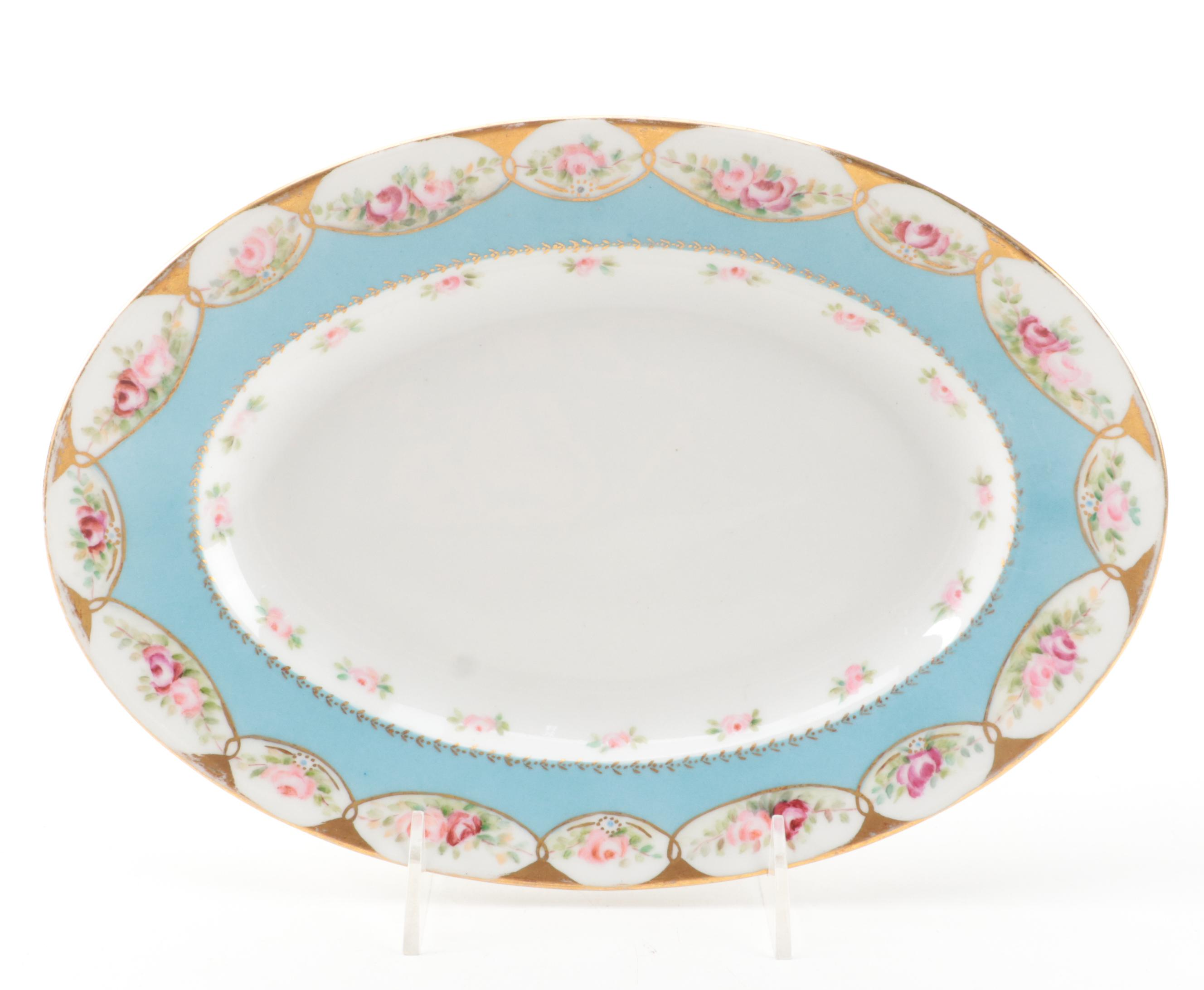 Haviland & Co. Hand-Painted Limoges Porcelain Dinner Plates and Serving Dish