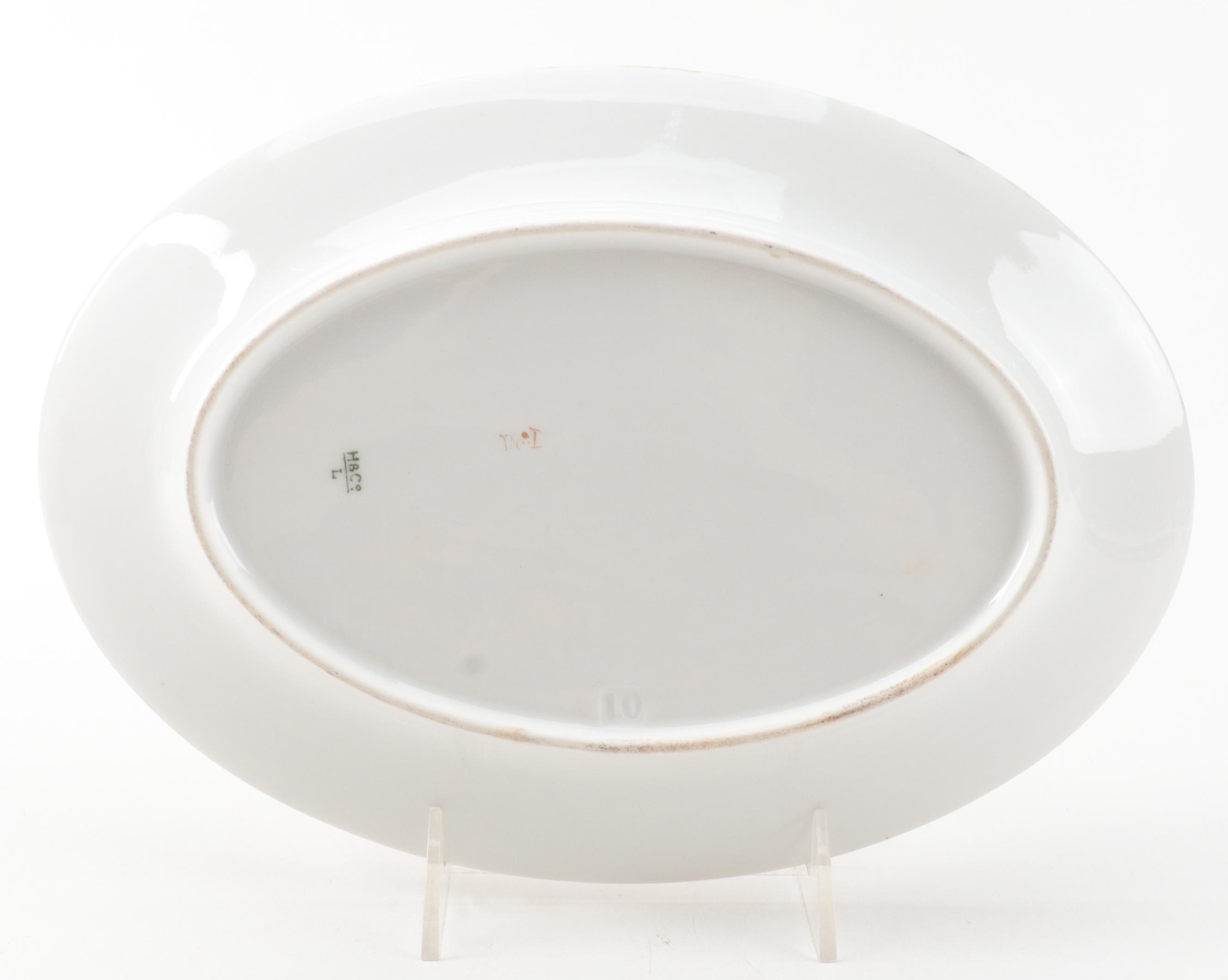 Haviland & Co. Hand-Painted Limoges Porcelain Dinner Plates and Serving Dish