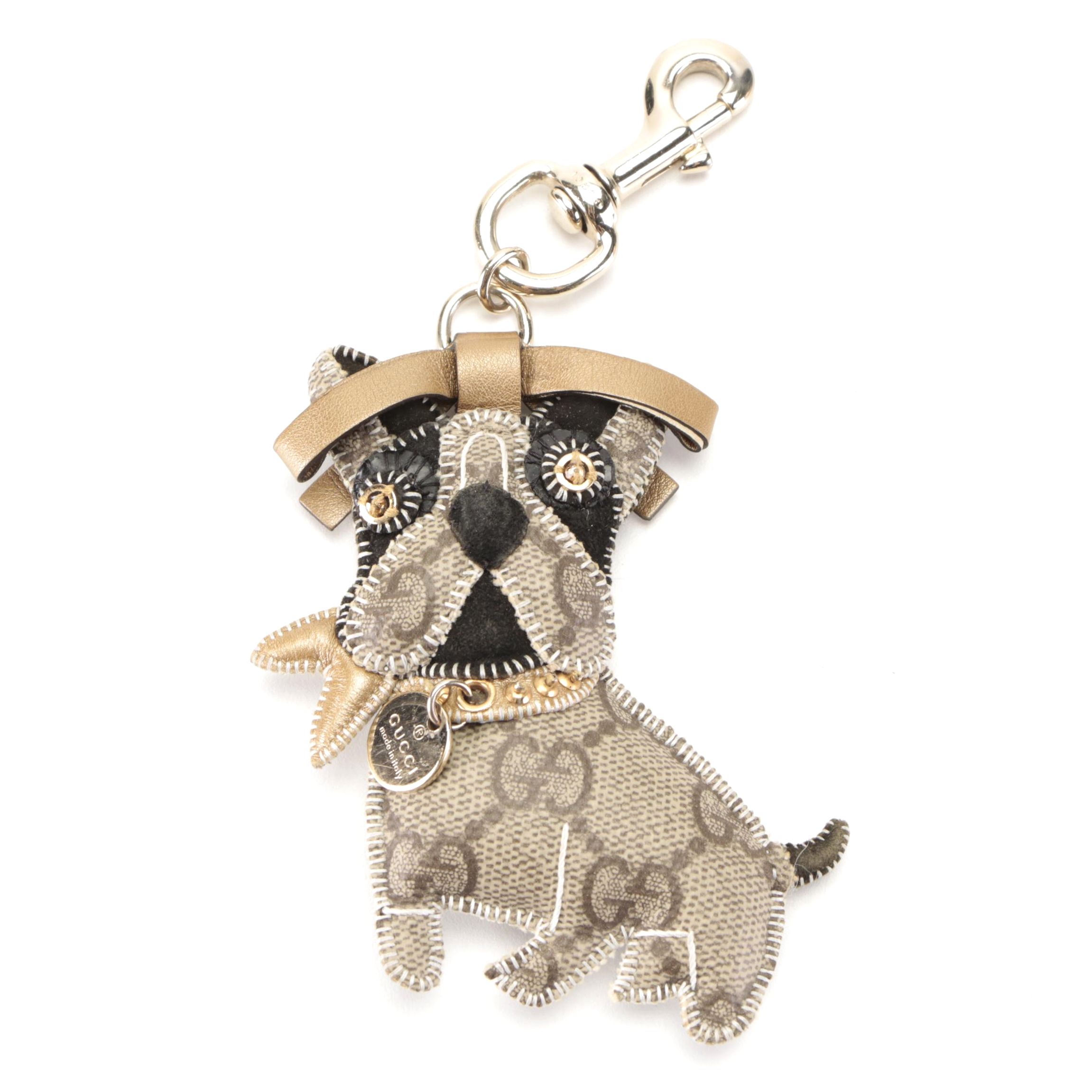 Gucci French Bulldog Bag Charm in GG Supreme Canvas and Leather EBTH